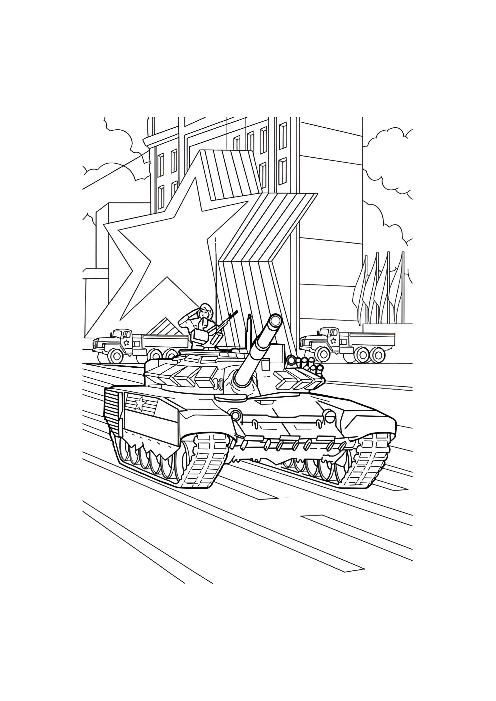 Раскраска Российский основной боевой танк Т-72Б3 на 9 мая