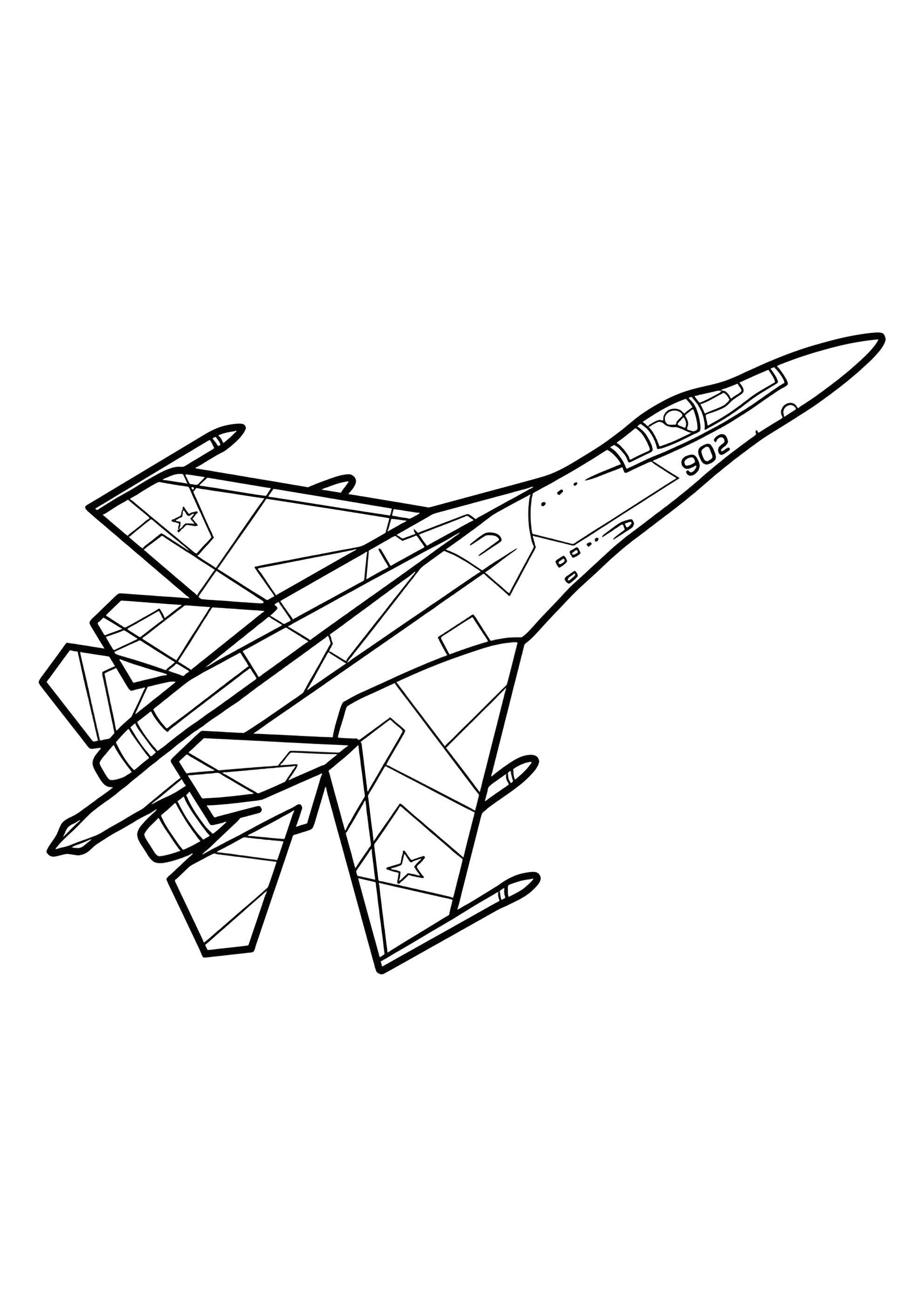 Раскраска Российский военный самолёт СУ-35