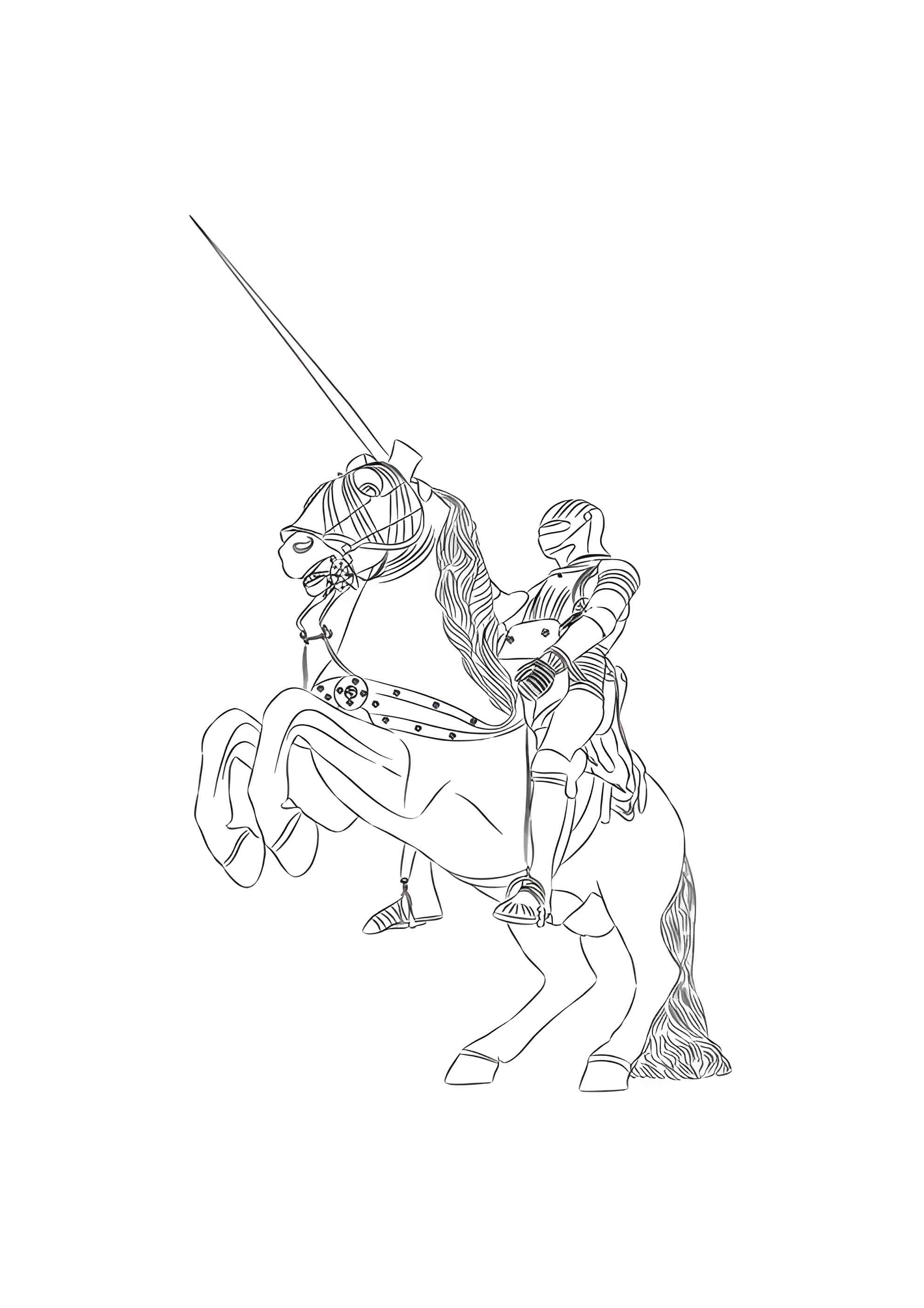 Раскраска Рыцарь на лошади