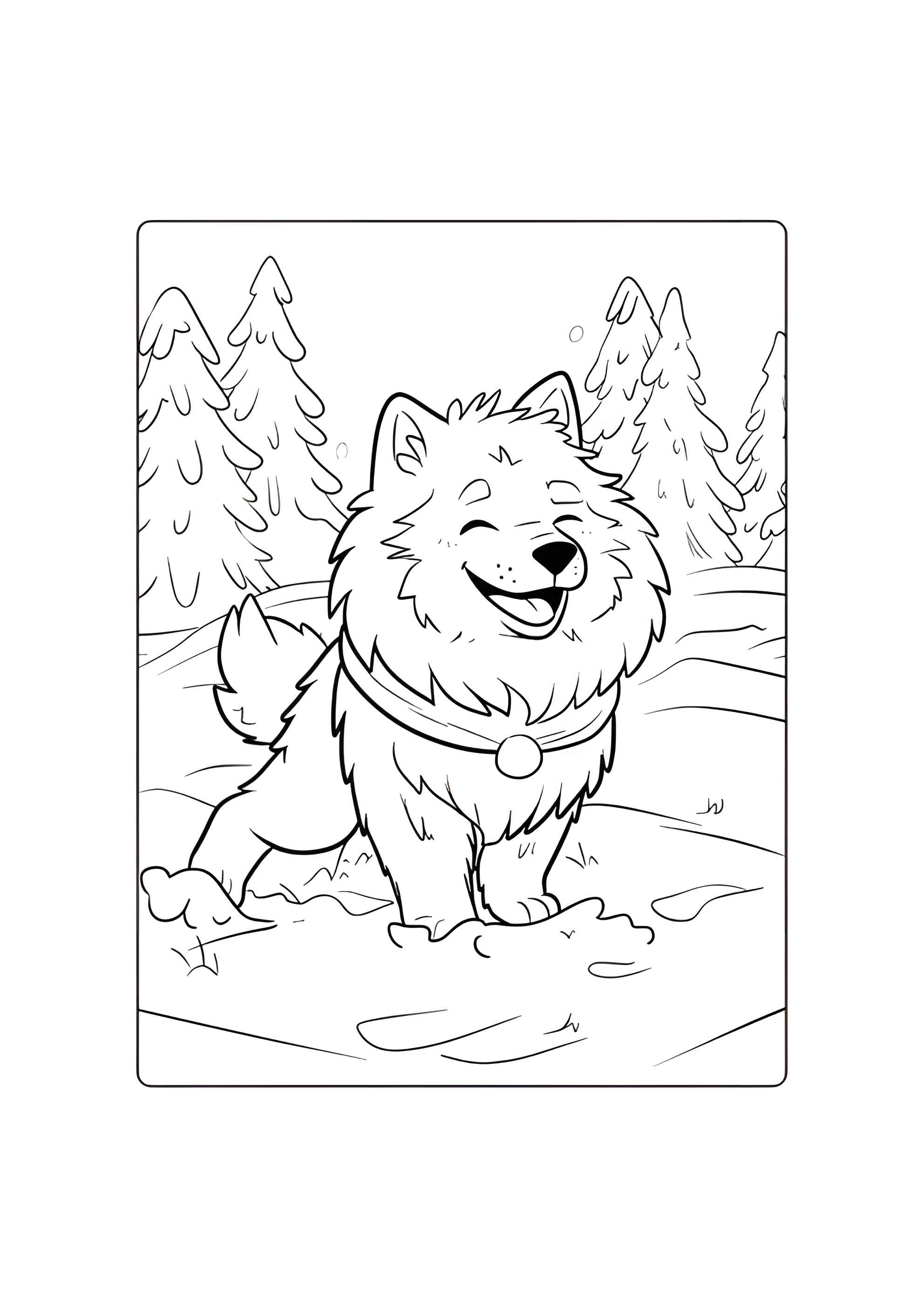 Раскраска Счастливая собака шпиц