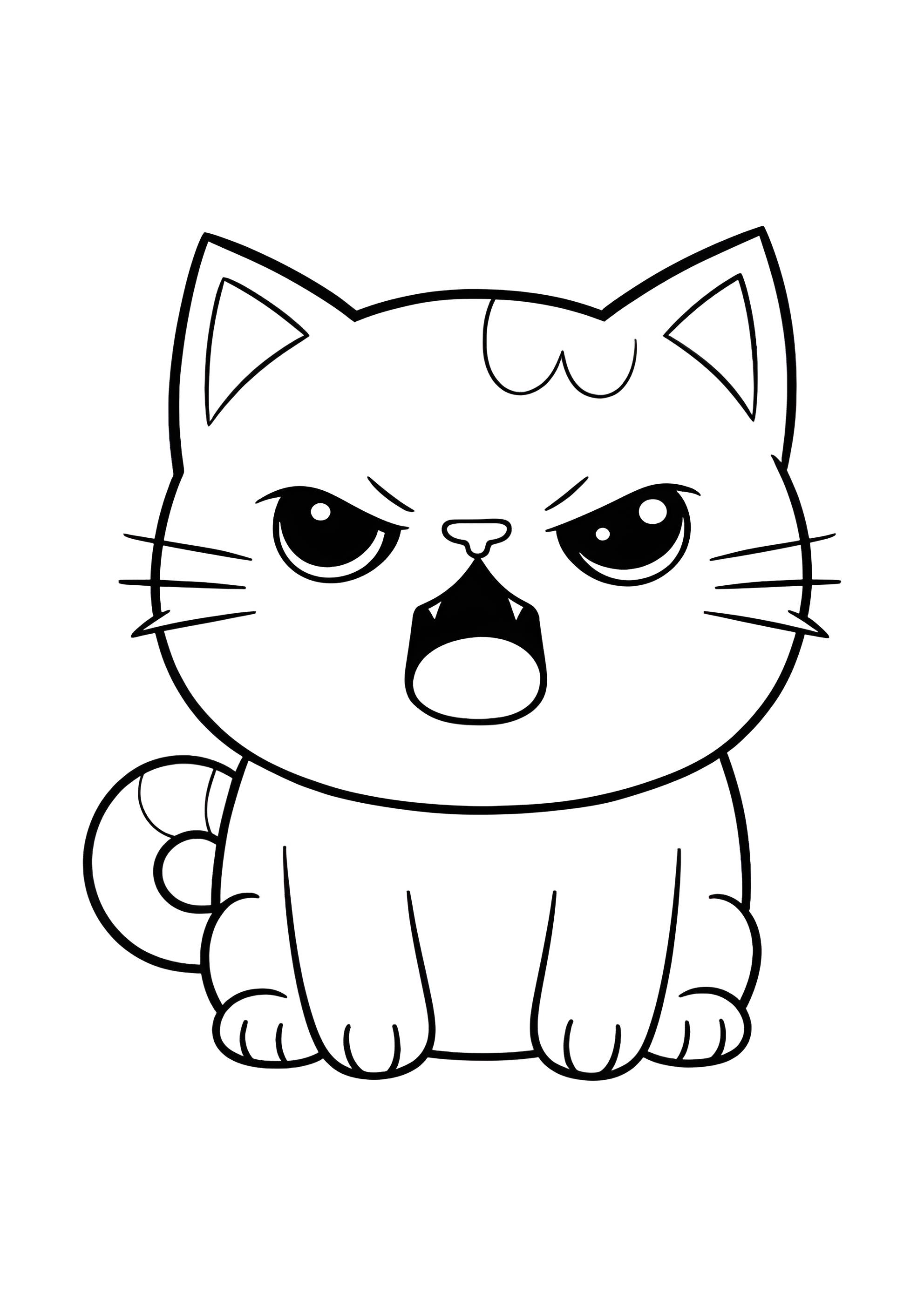 Раскраска Сердитый котик