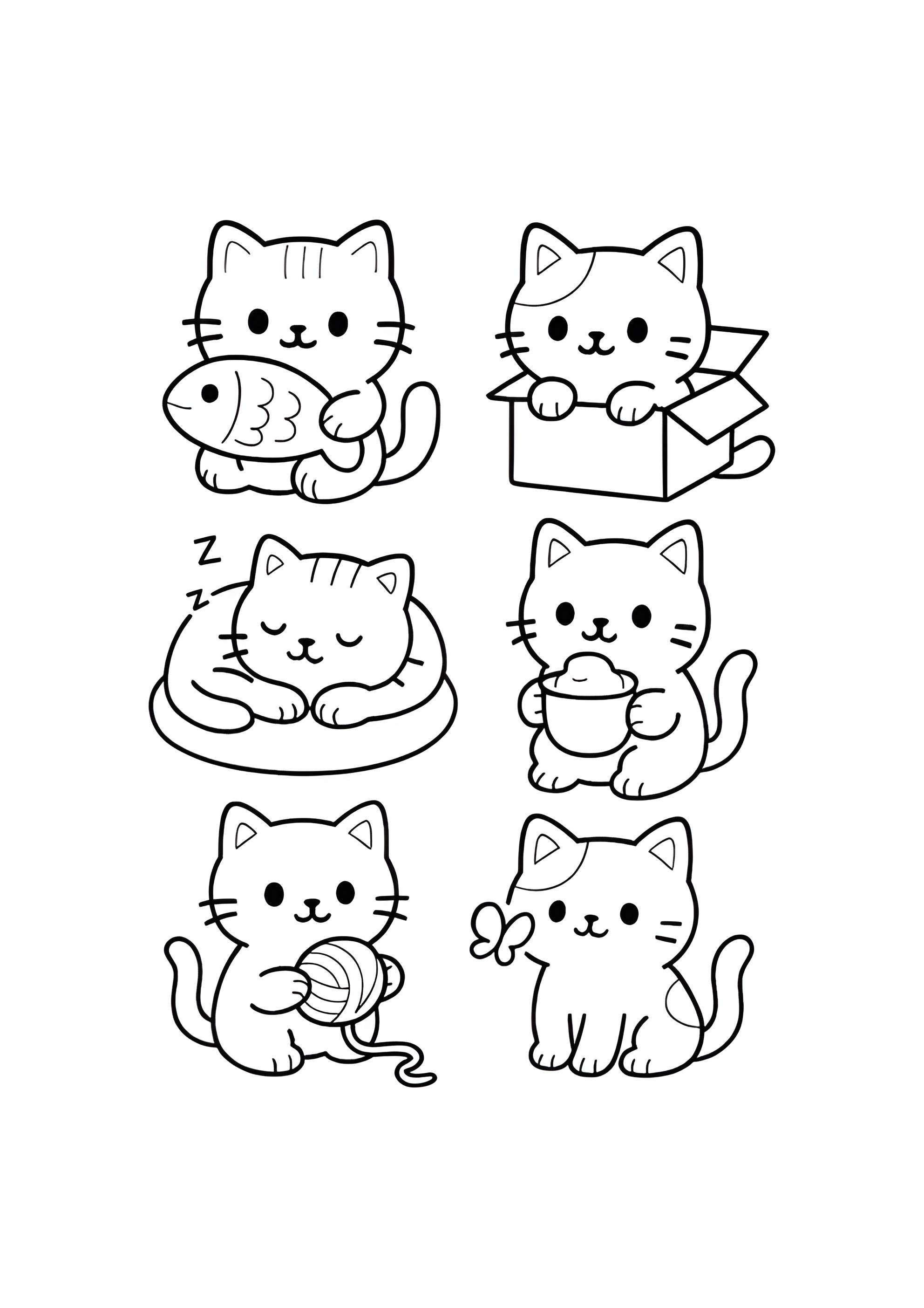 Раскраска Шесть маленьких котят