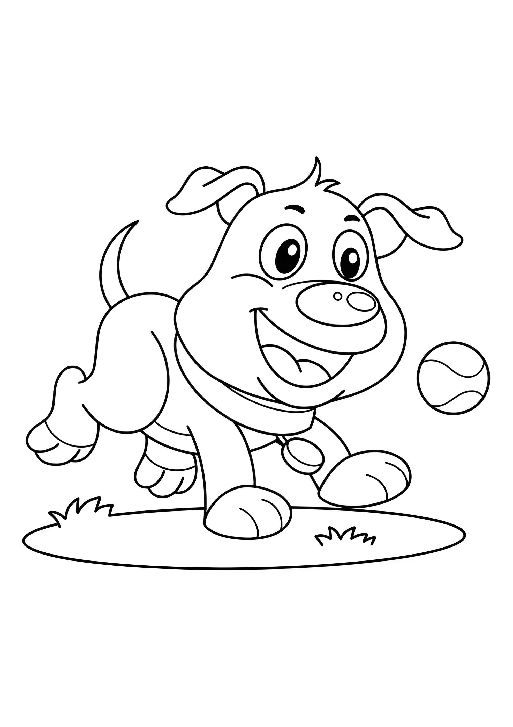 Раскраска Щенок играет с мячом