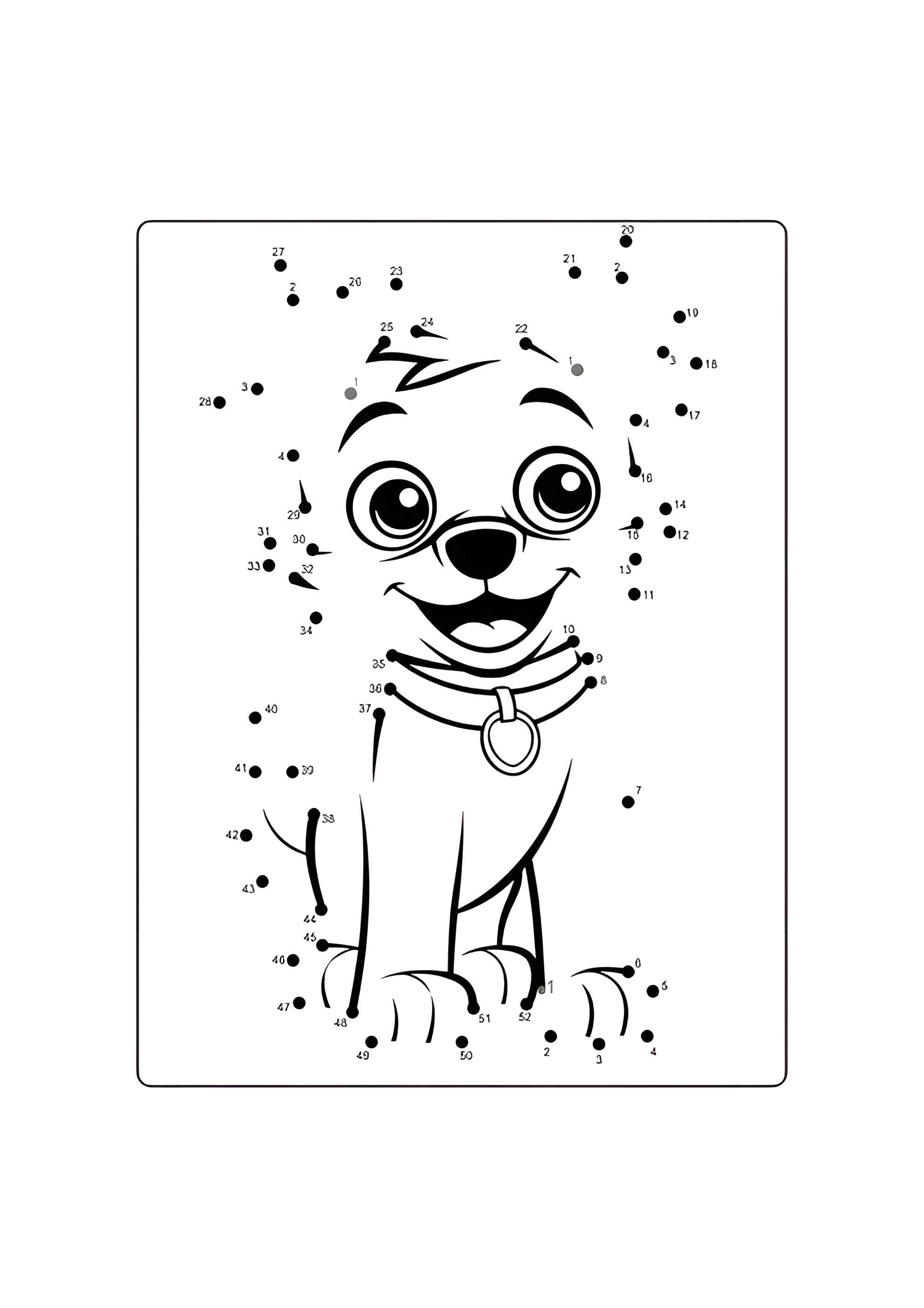 Раскраска Щенок по точкам