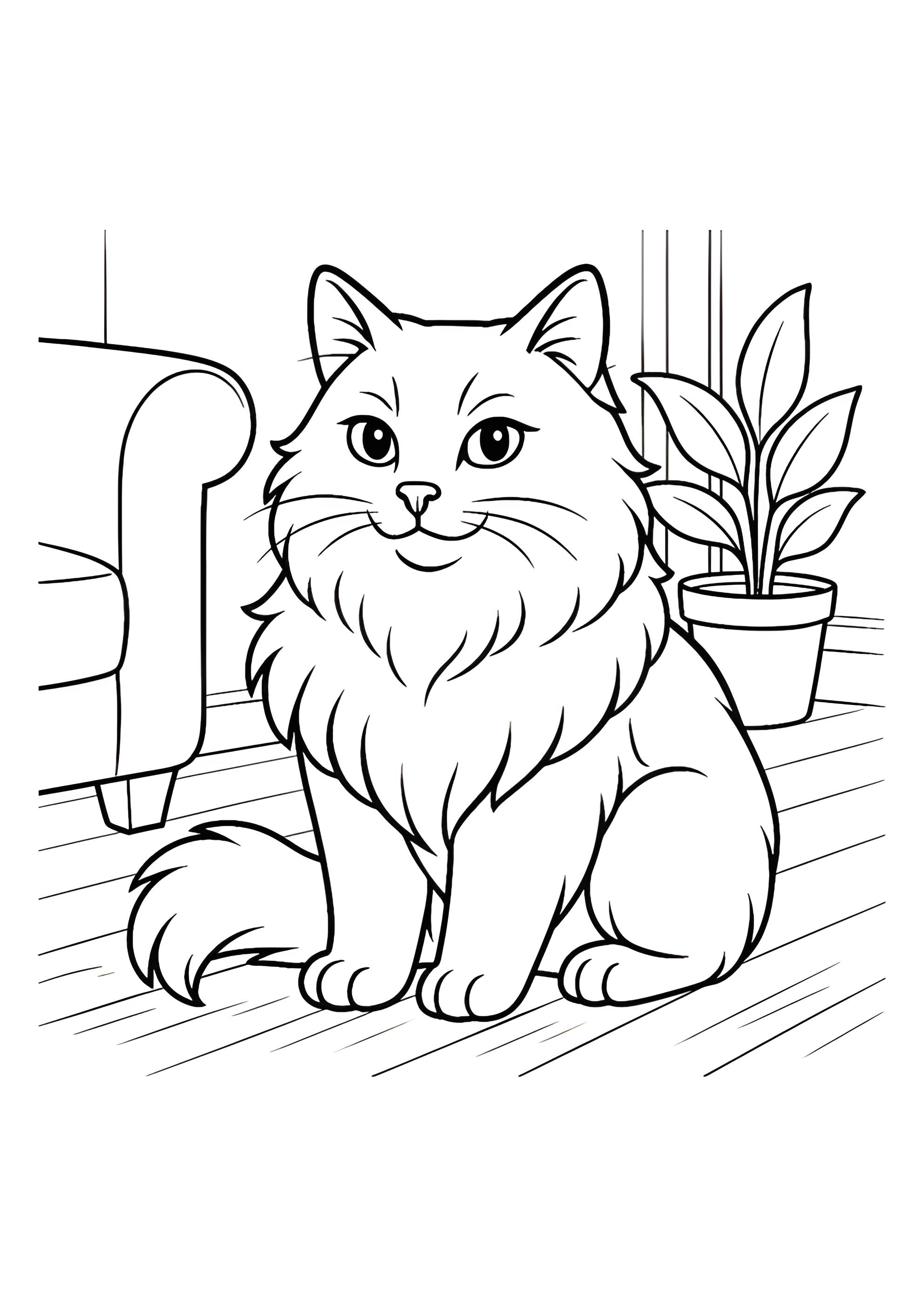 Раскраска Шикарный домашний кот