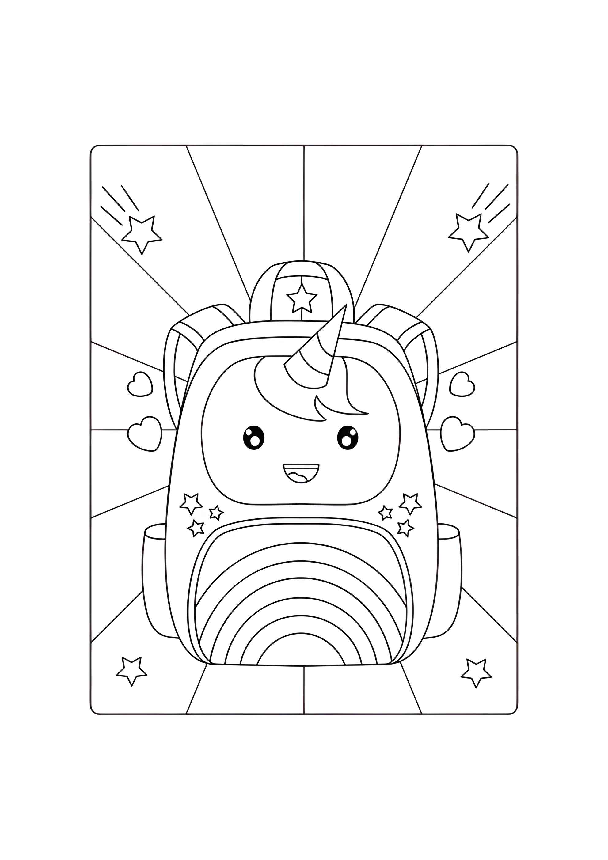 Раскраска Школьный рюкзак единорог