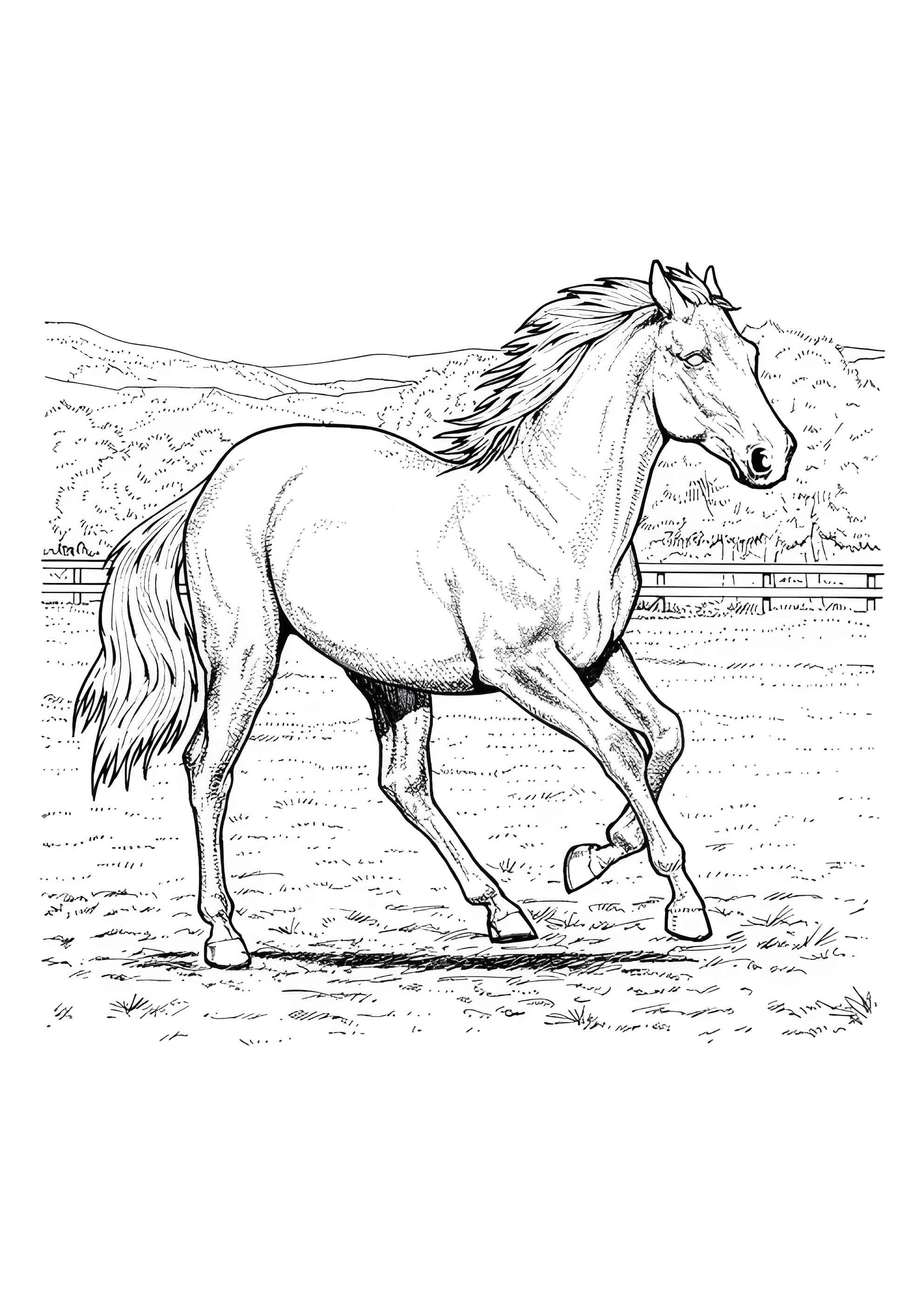 Раскраска Скаковая лошадь