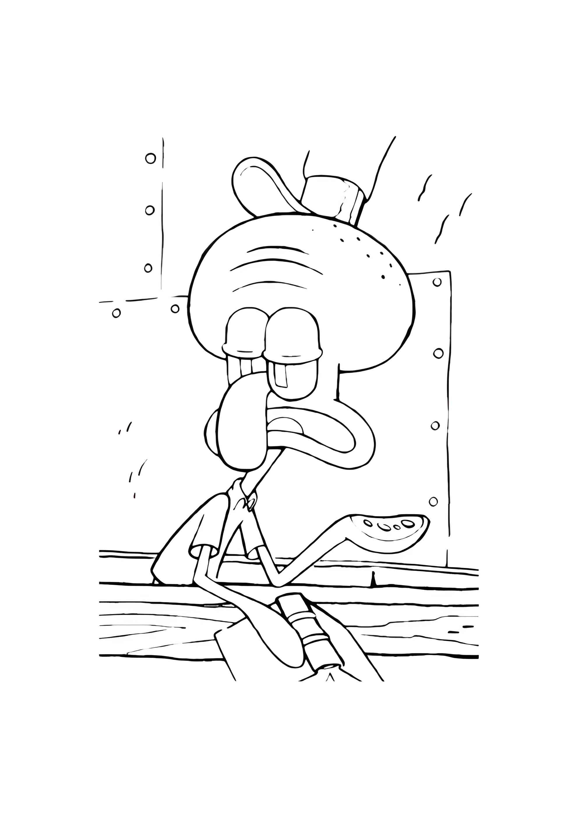 Раскраска Сквидвард Тентикалс читает книгу