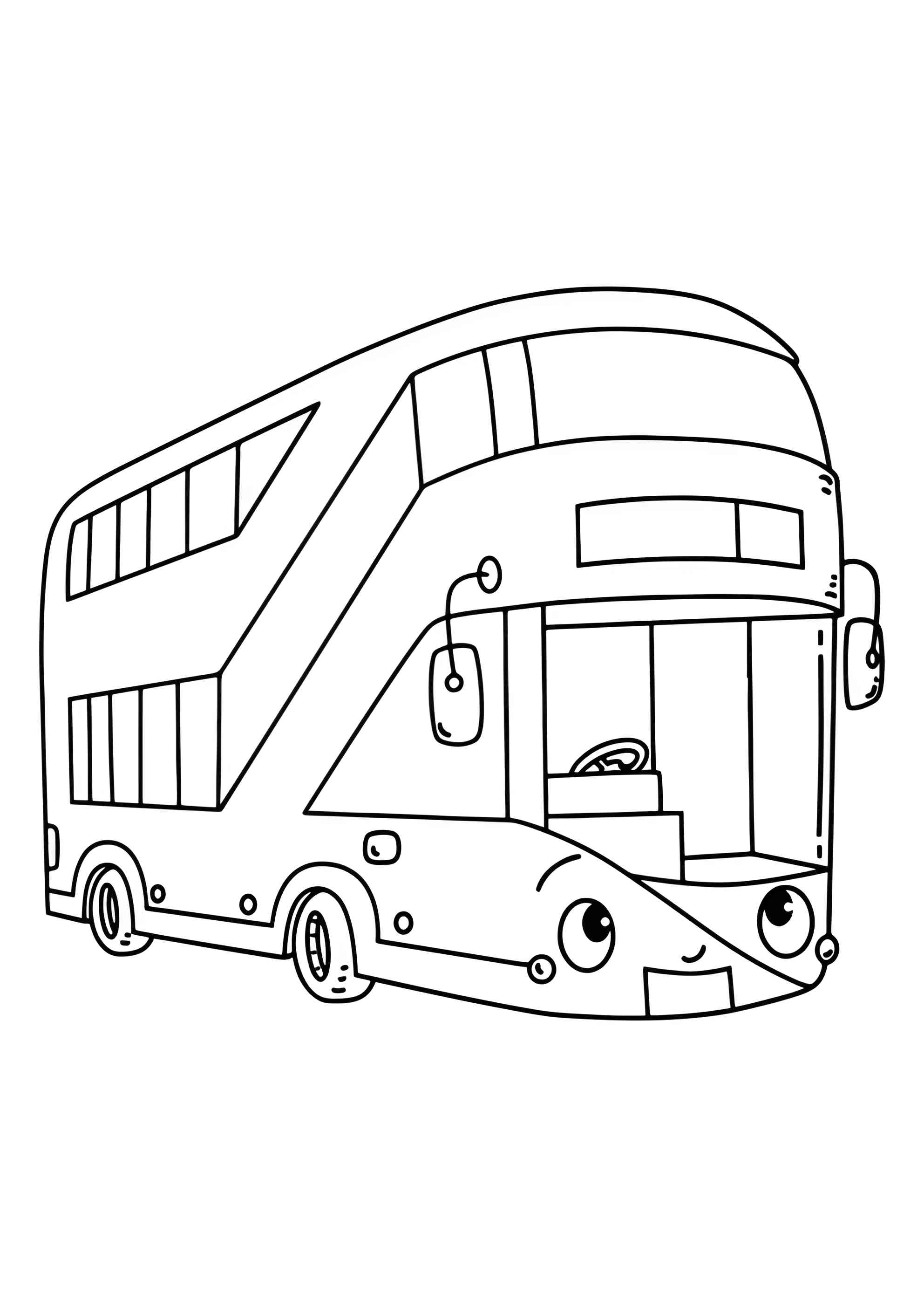 Раскраска Смешной двухэтажный автобус