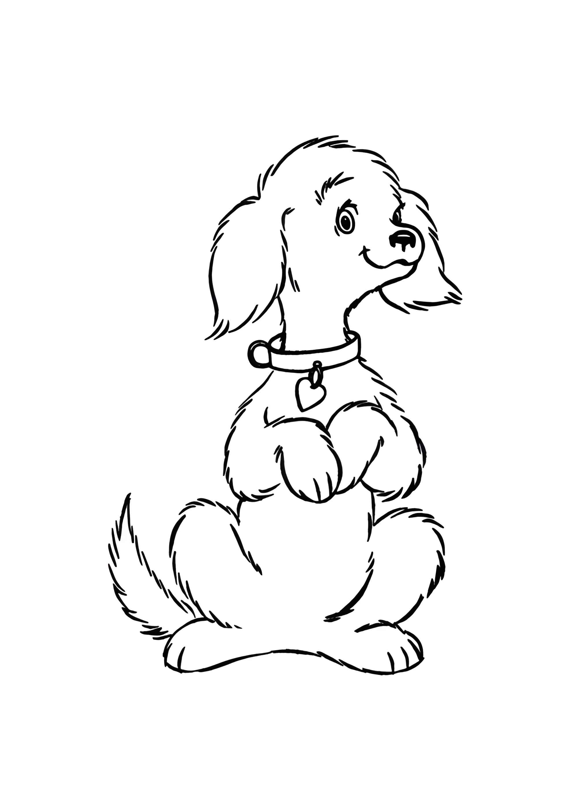 Раскраска Собачка на задних лапках