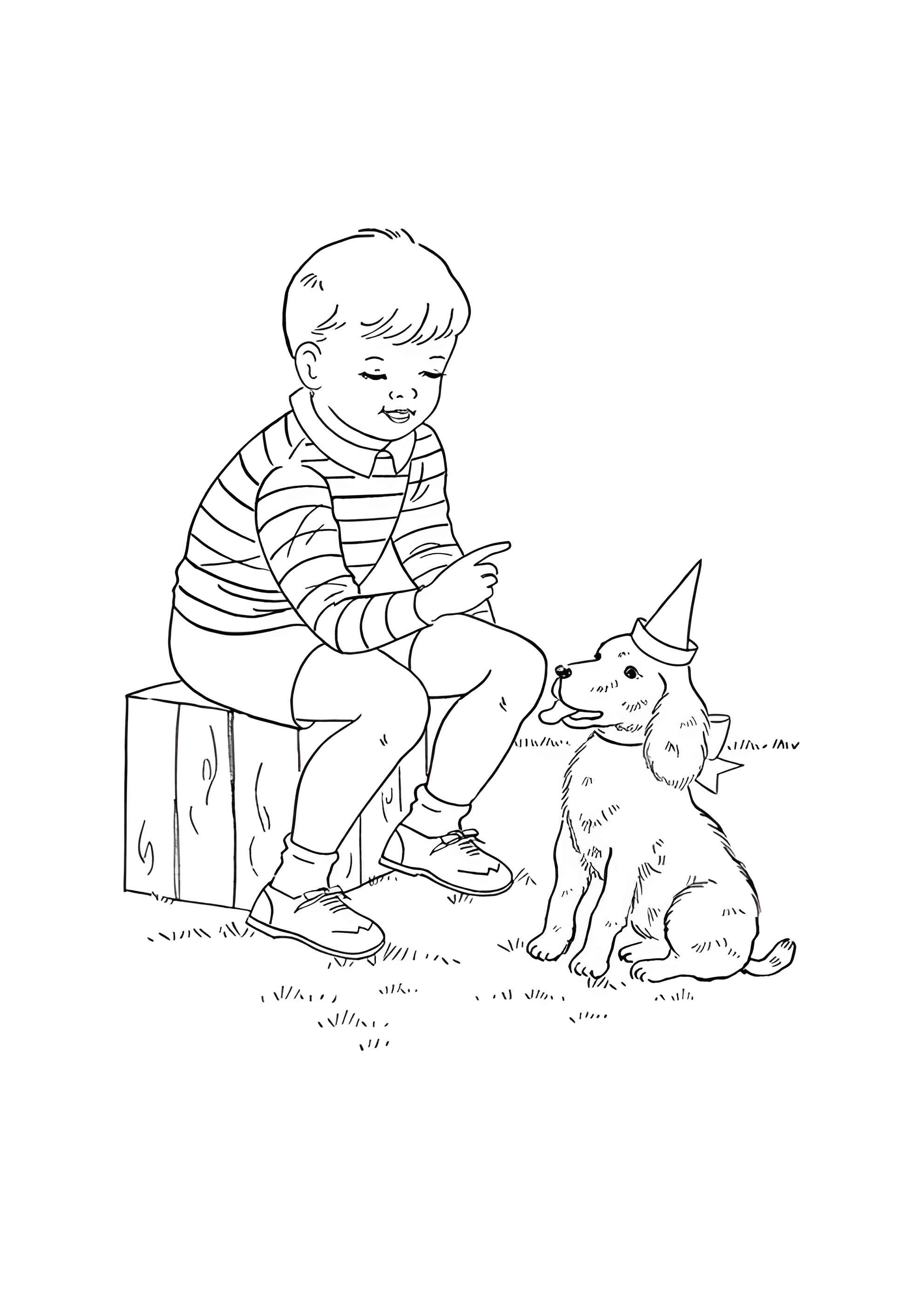 Раскраска Собака готовится к празднику