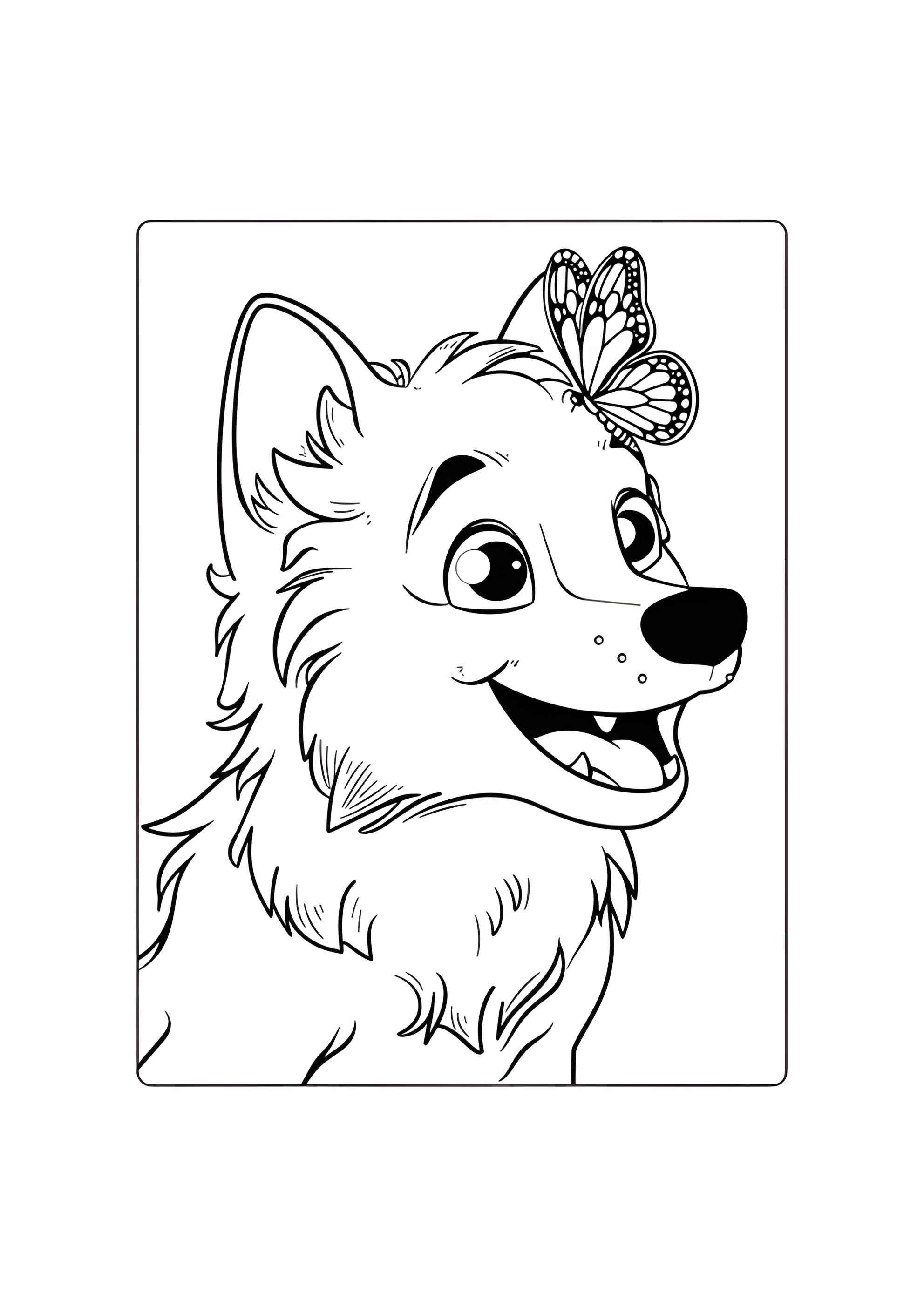 Раскраска Собака и бабочка