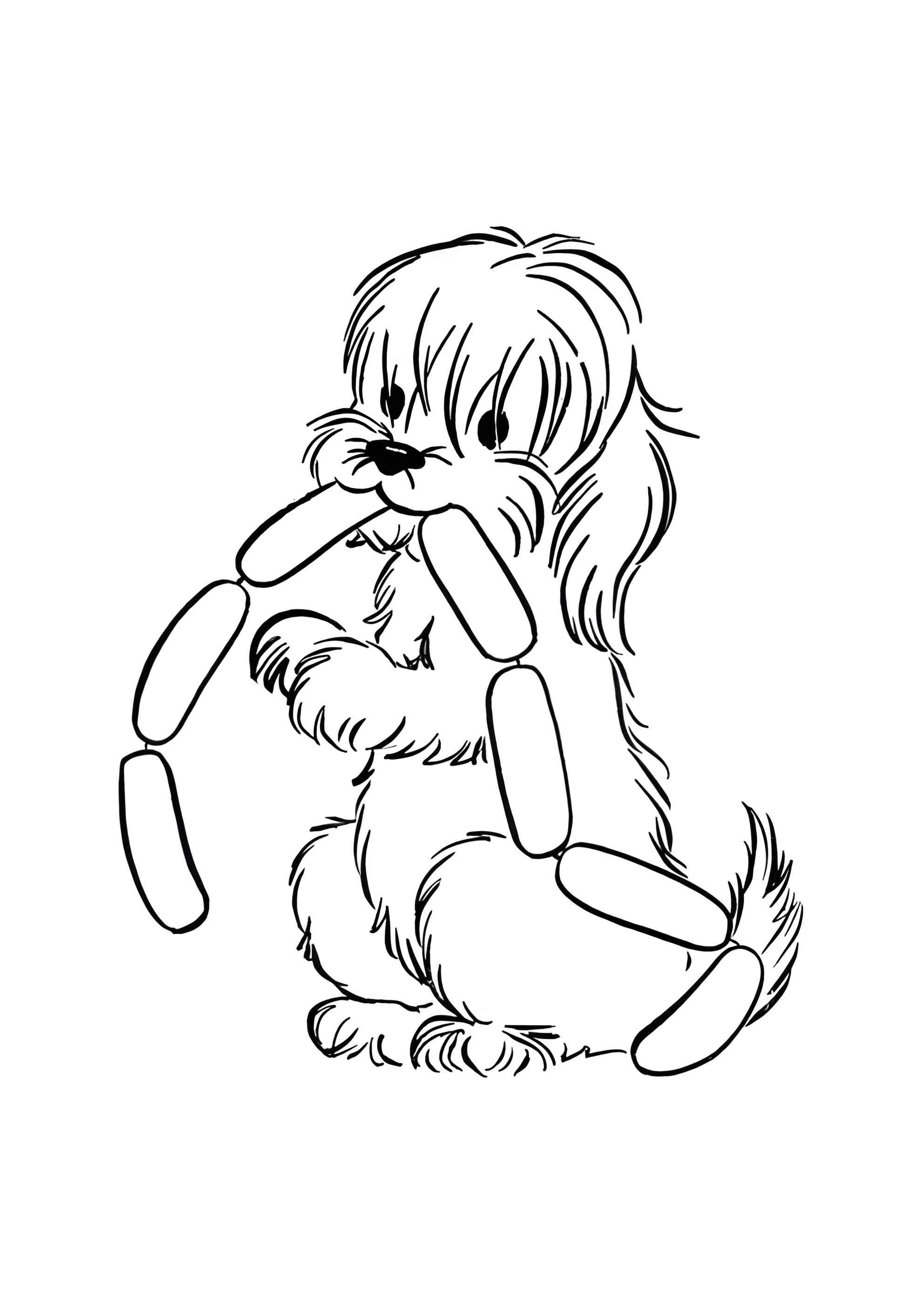 Раскраска Собака и сосиски