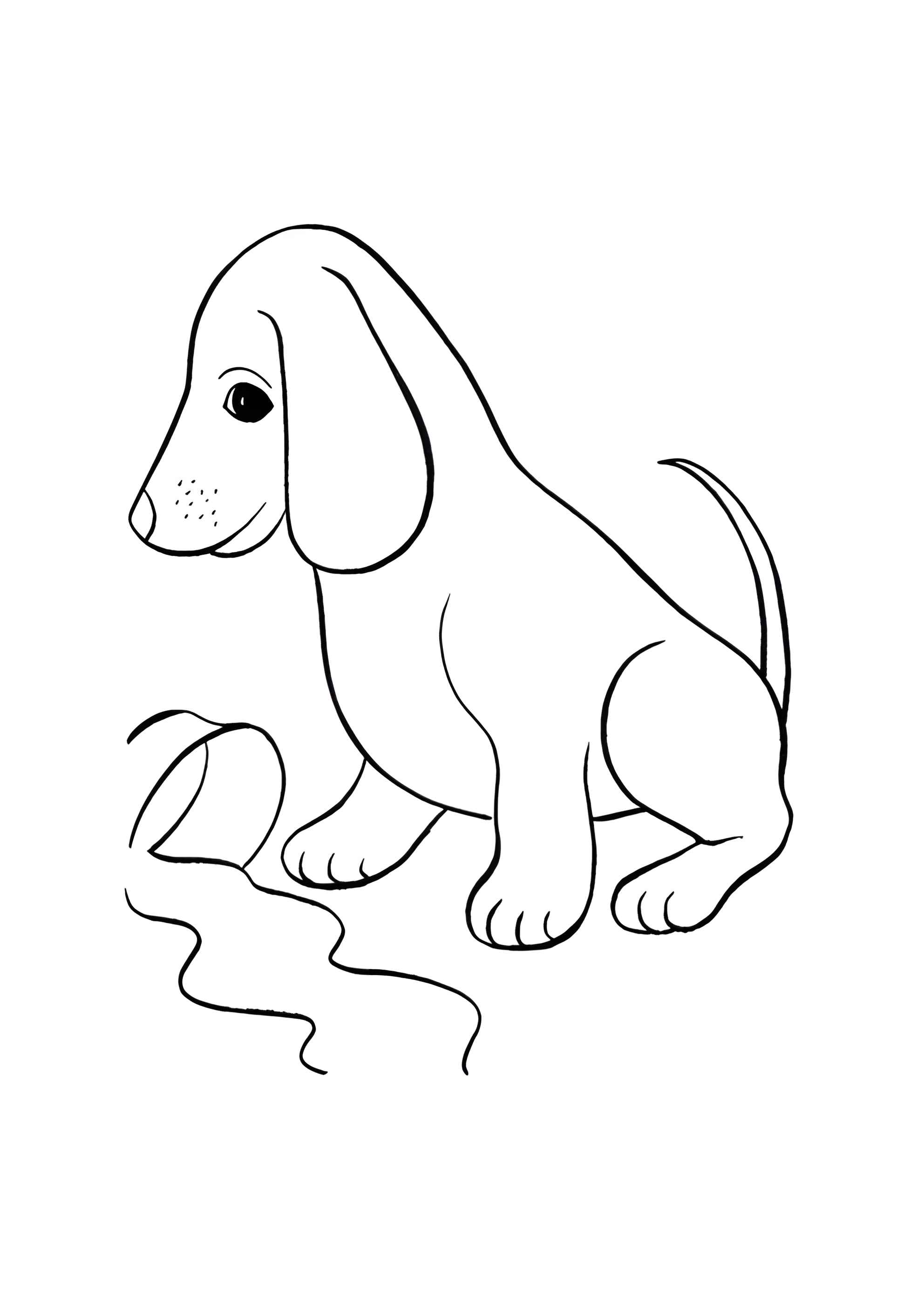 Раскраска Собака опрокинула миску