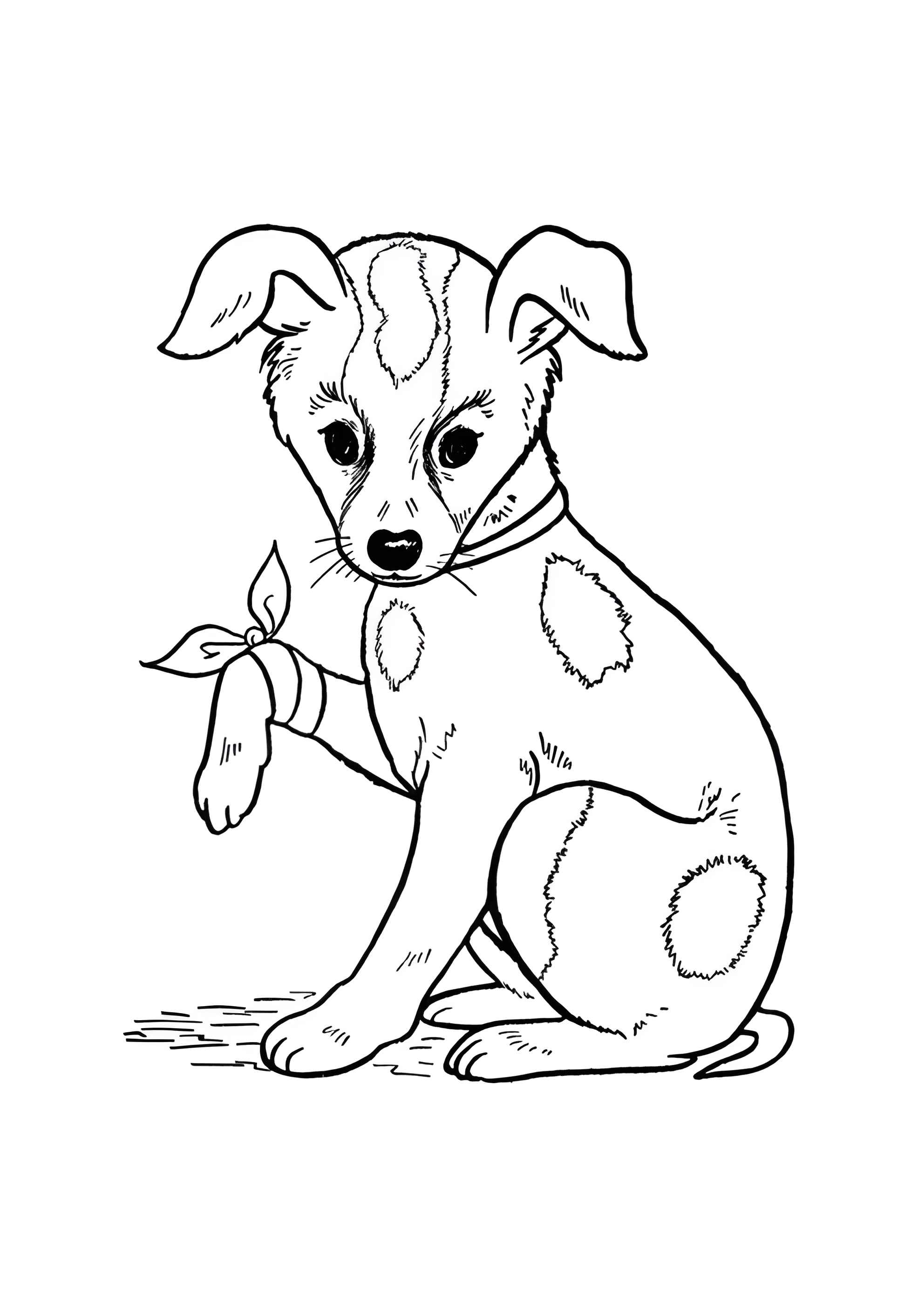 Раскраска Собака поранила лапку