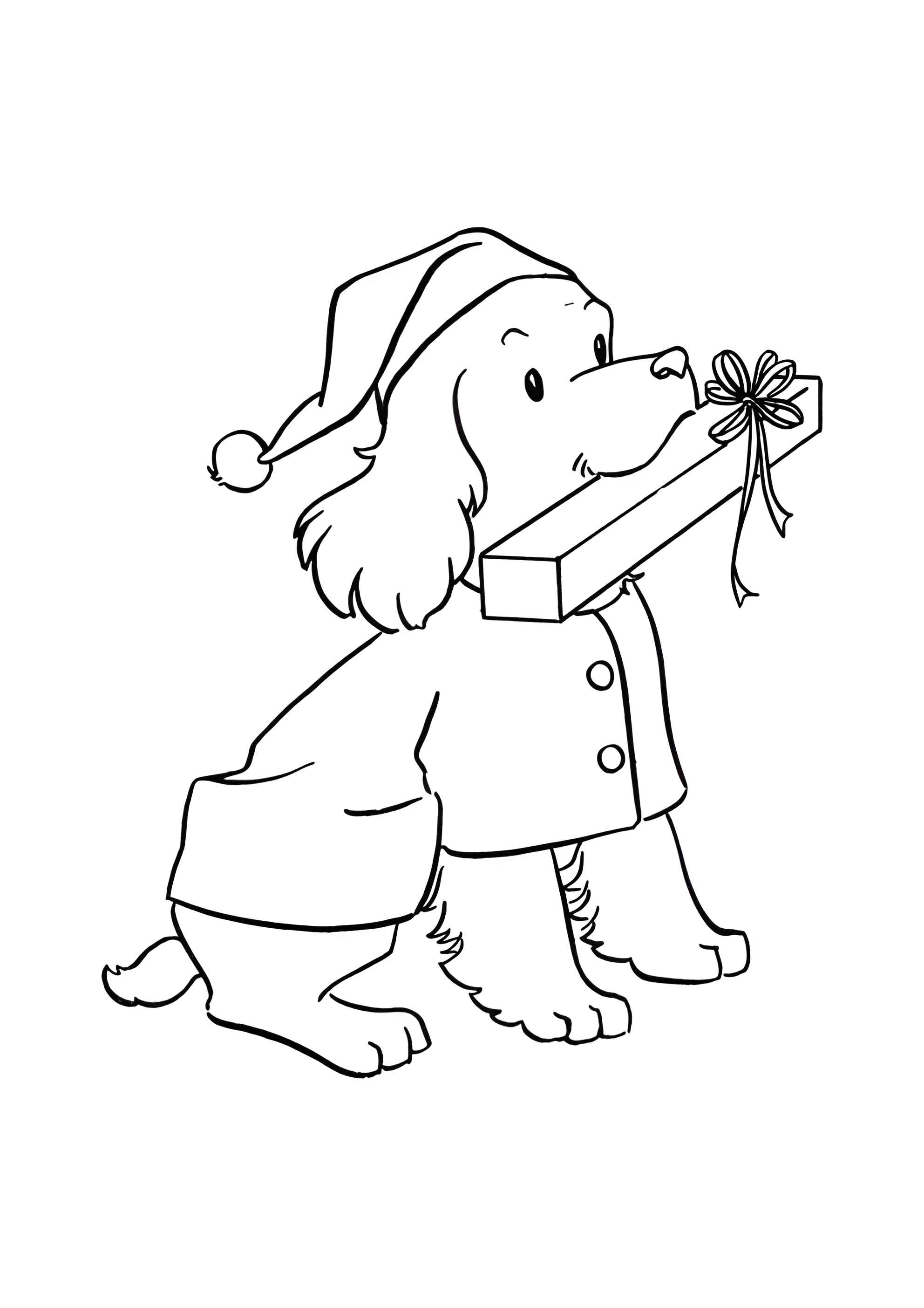 Раскраска Собака с подарком