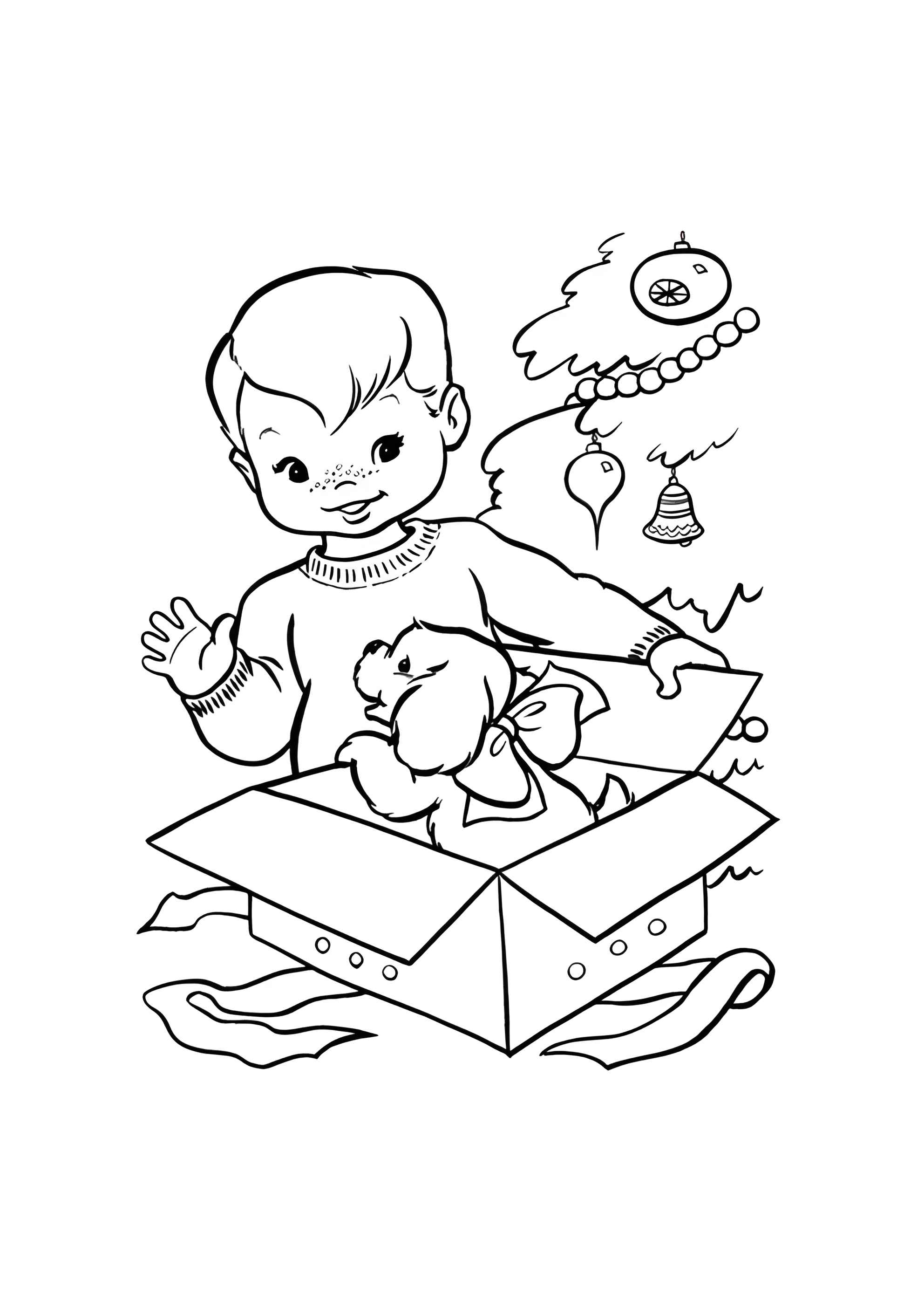 Раскраска Собака в подарок