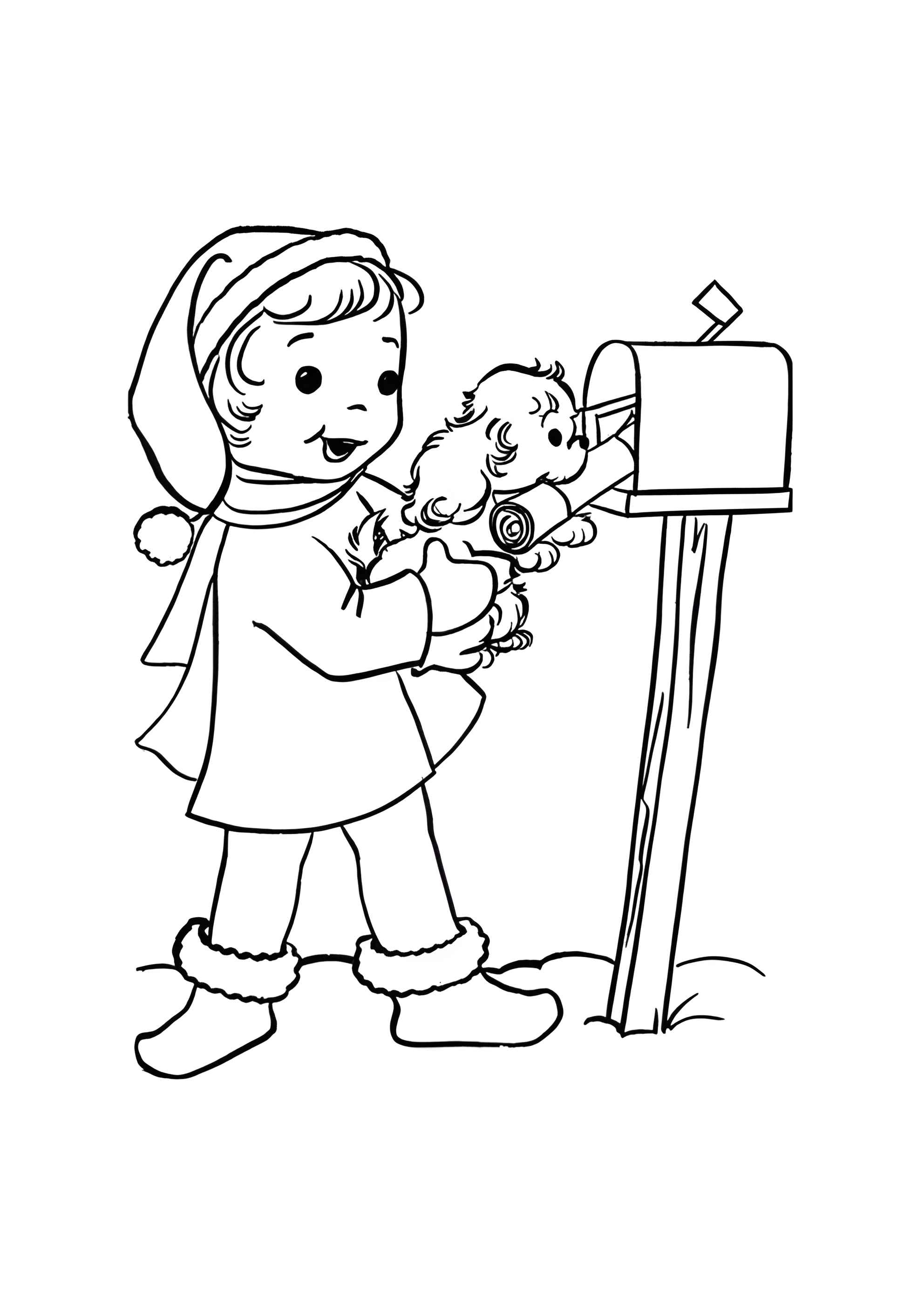 Раскраска Собака забирает почту