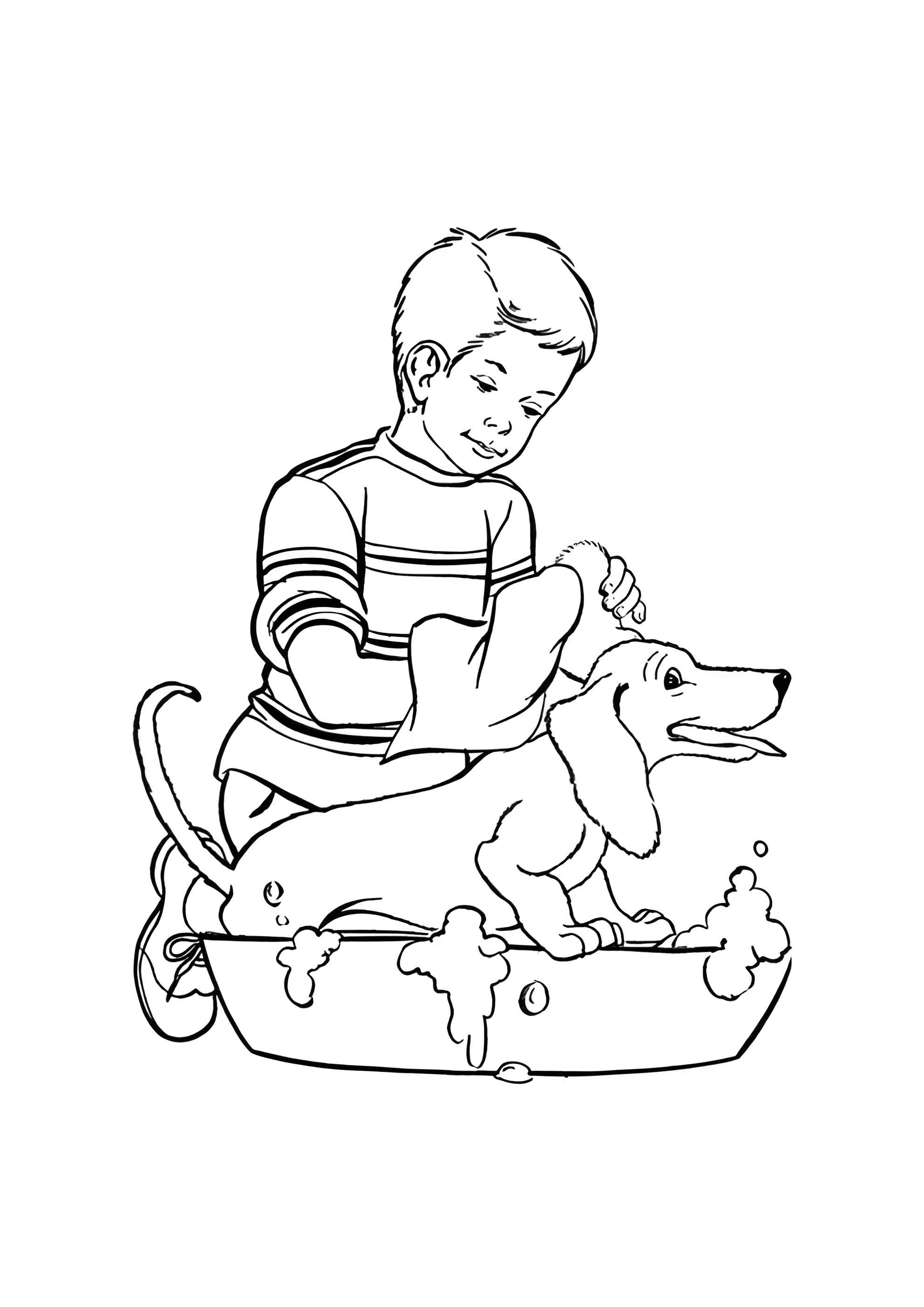 Раскраска Собаке не очень-то хочется мыться