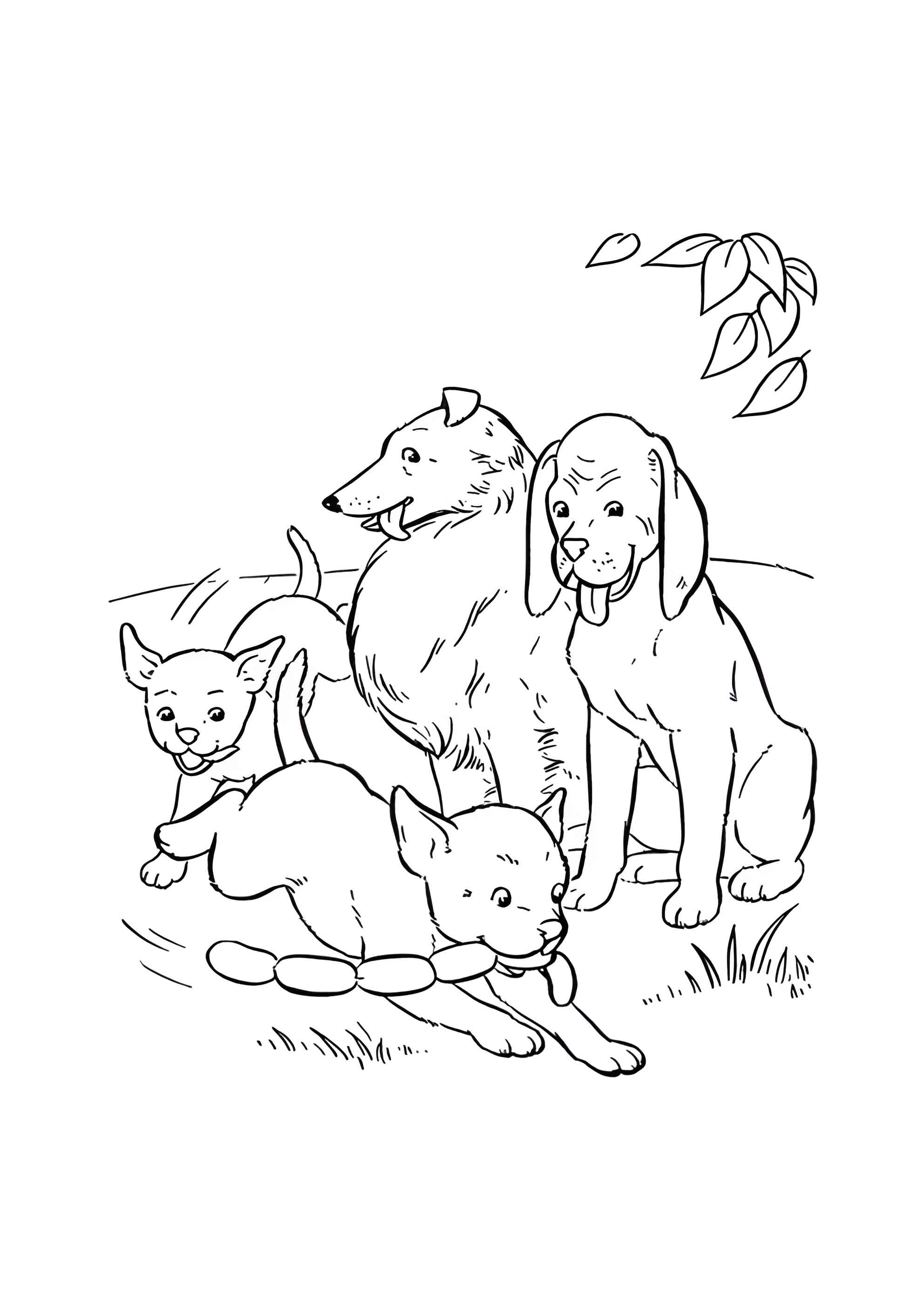 Раскраска Собаки делят сосиски