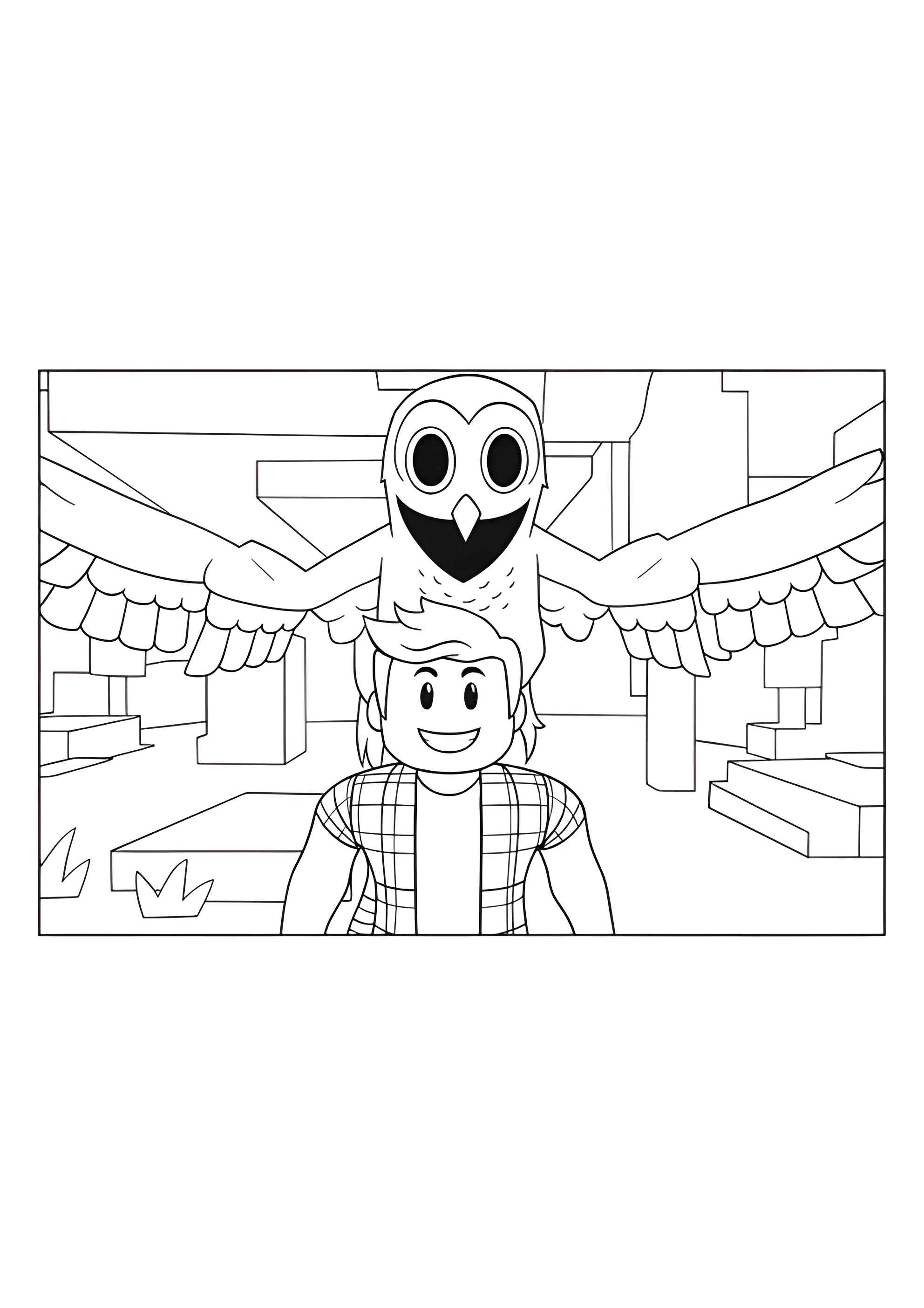 Раскраска Сова рядом с игроком