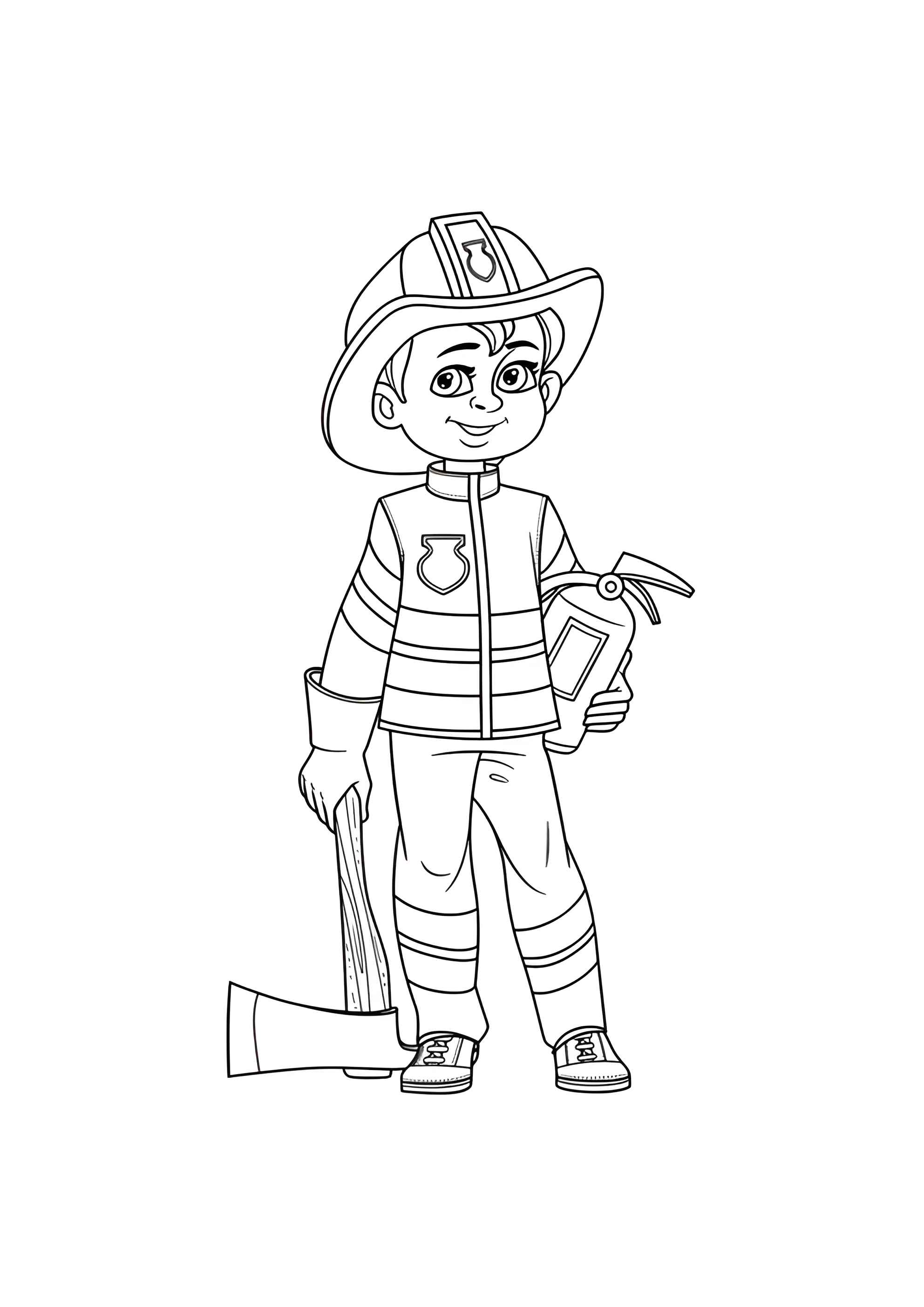 Раскраска Спасатель МЧС с топором