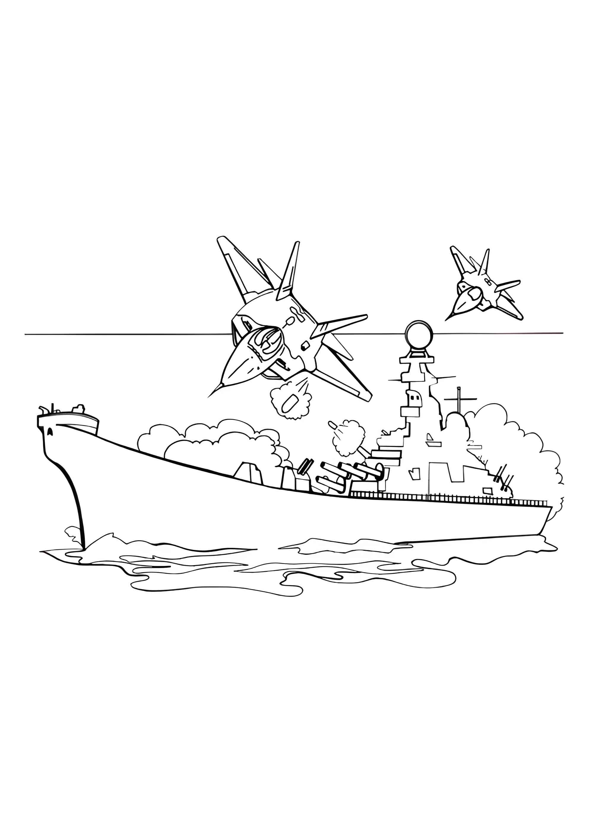 Раскраска Сражение в море