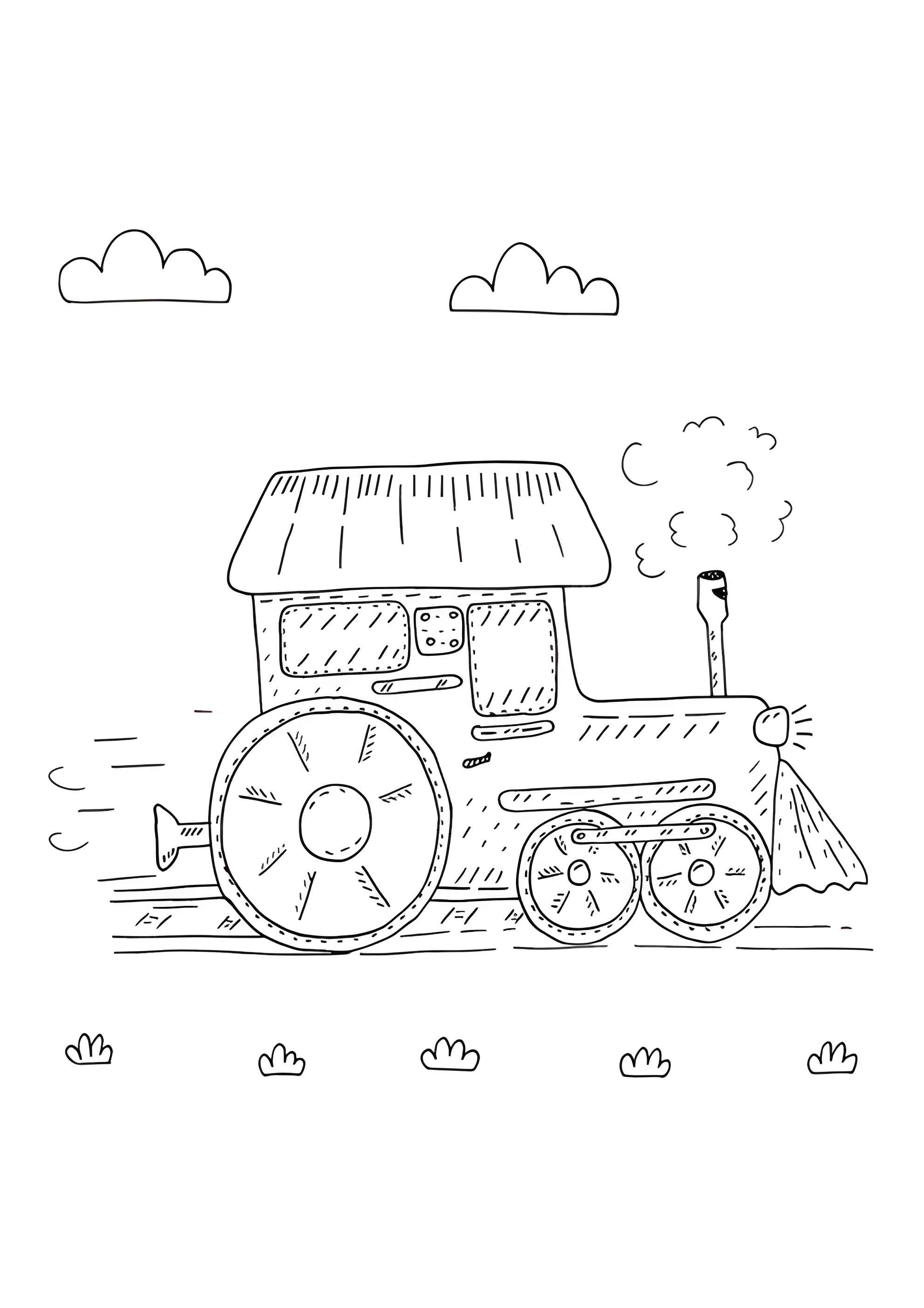 Раскраска Старенький паровозик