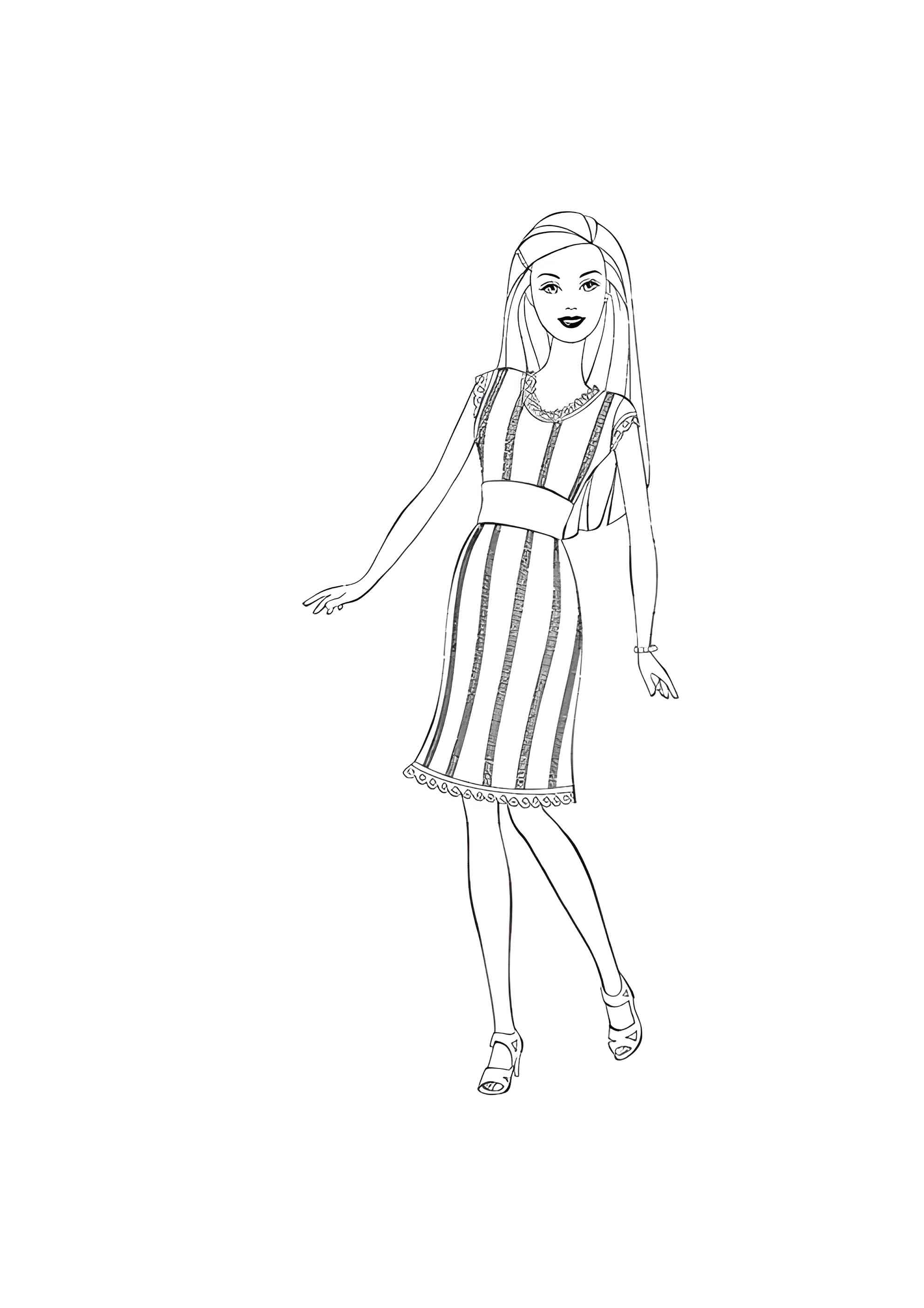 Раскраска Строгое платье Барби