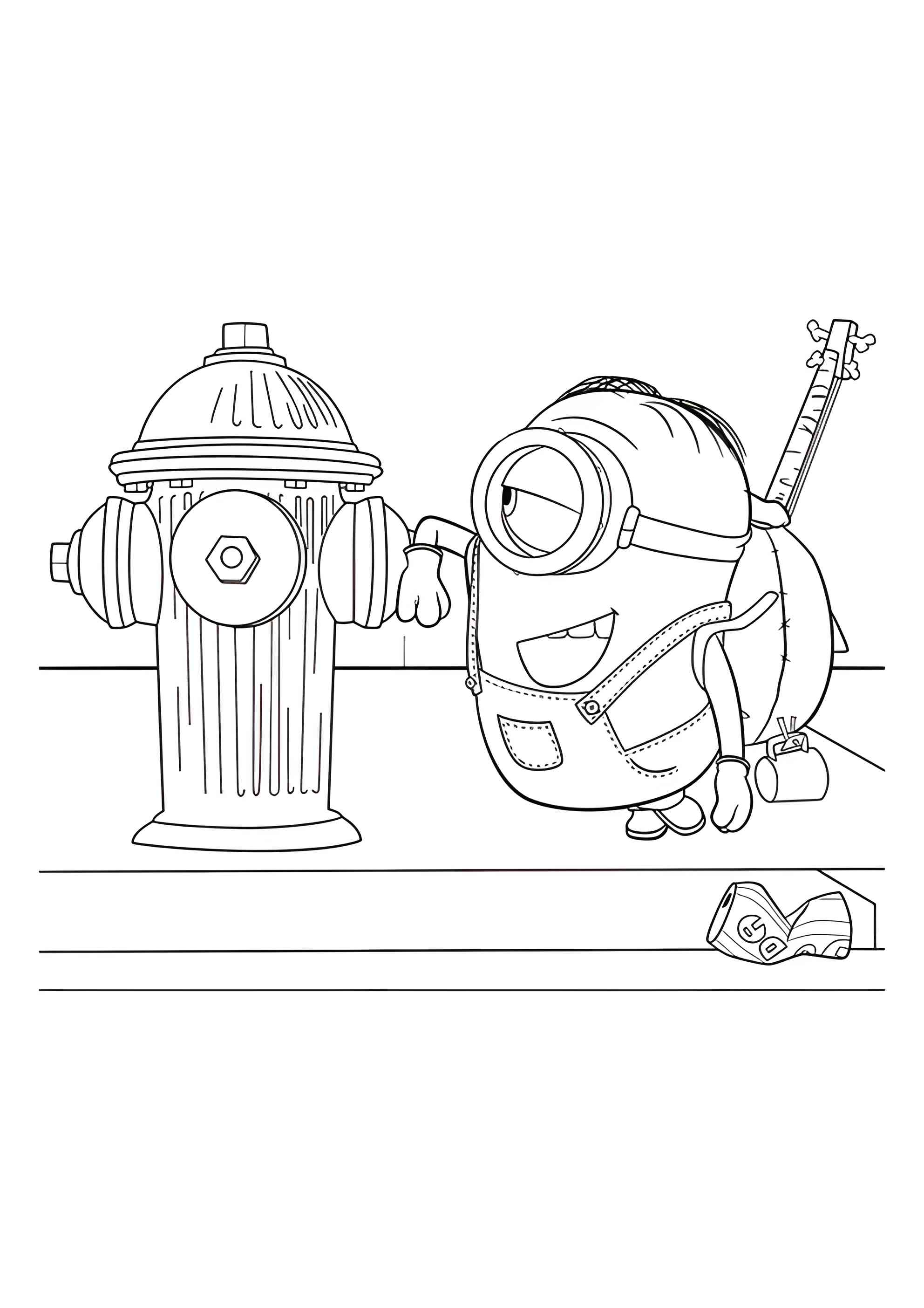 Раскраска Стюарт и пожарный гидрант