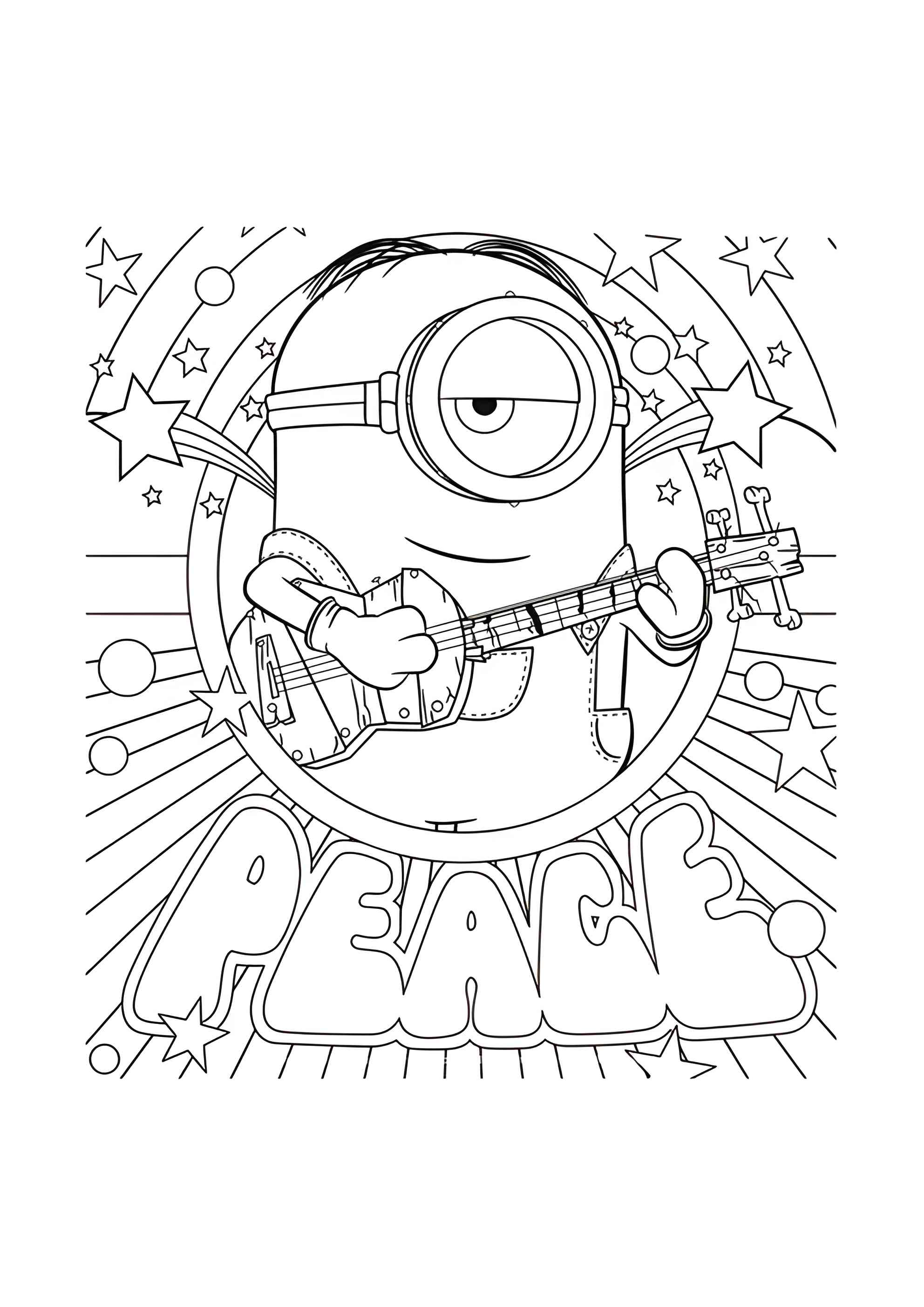 Раскраска Стюарт с гитарой