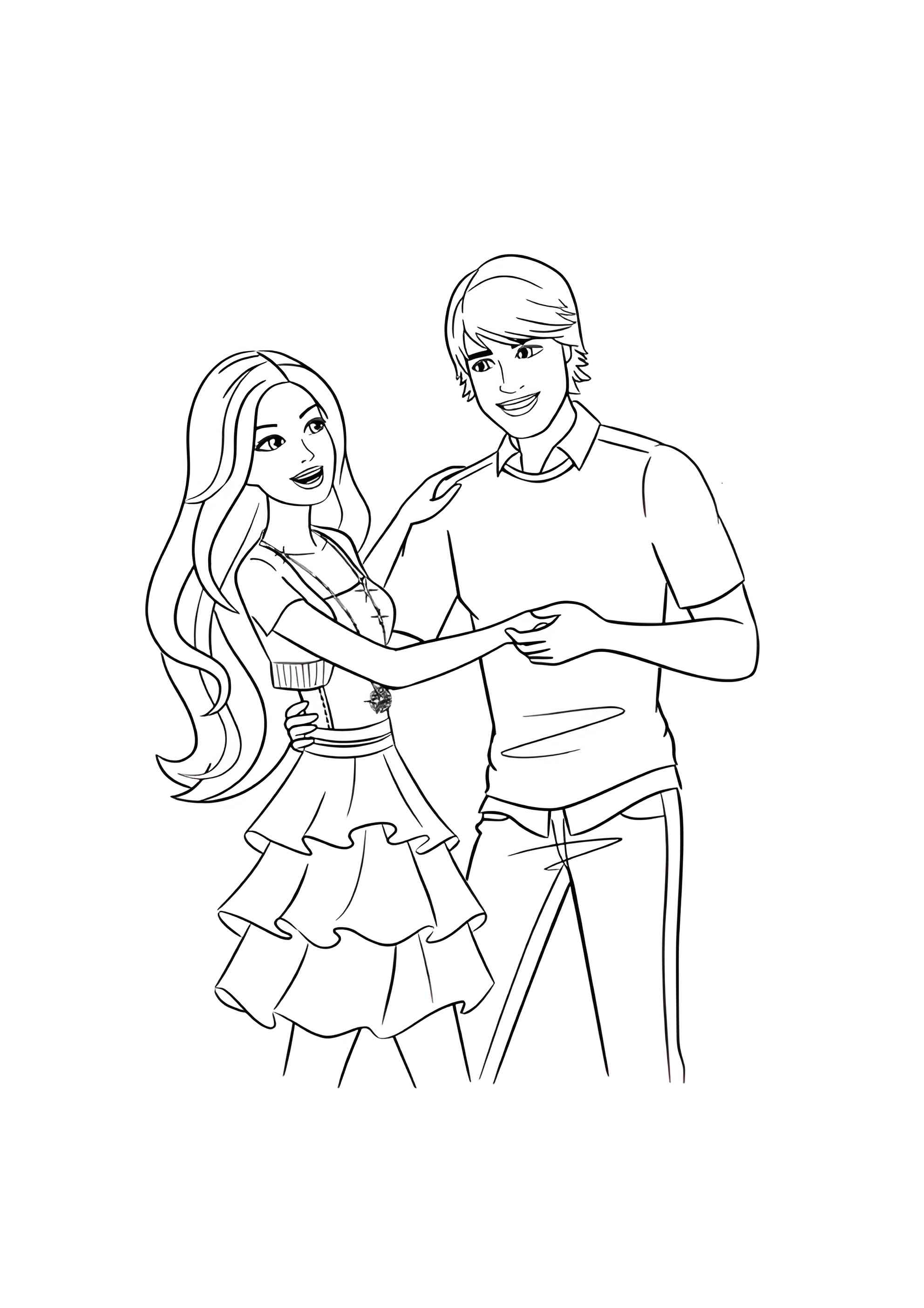 Раскраска Танец Барби и Кена