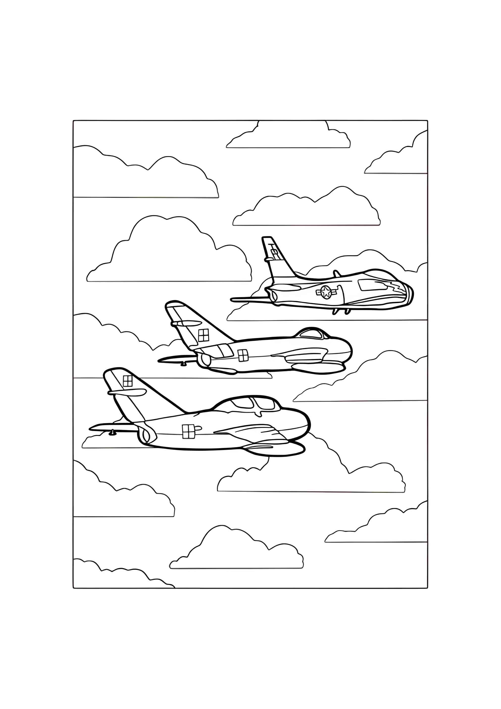 Раскраска Три самолёта