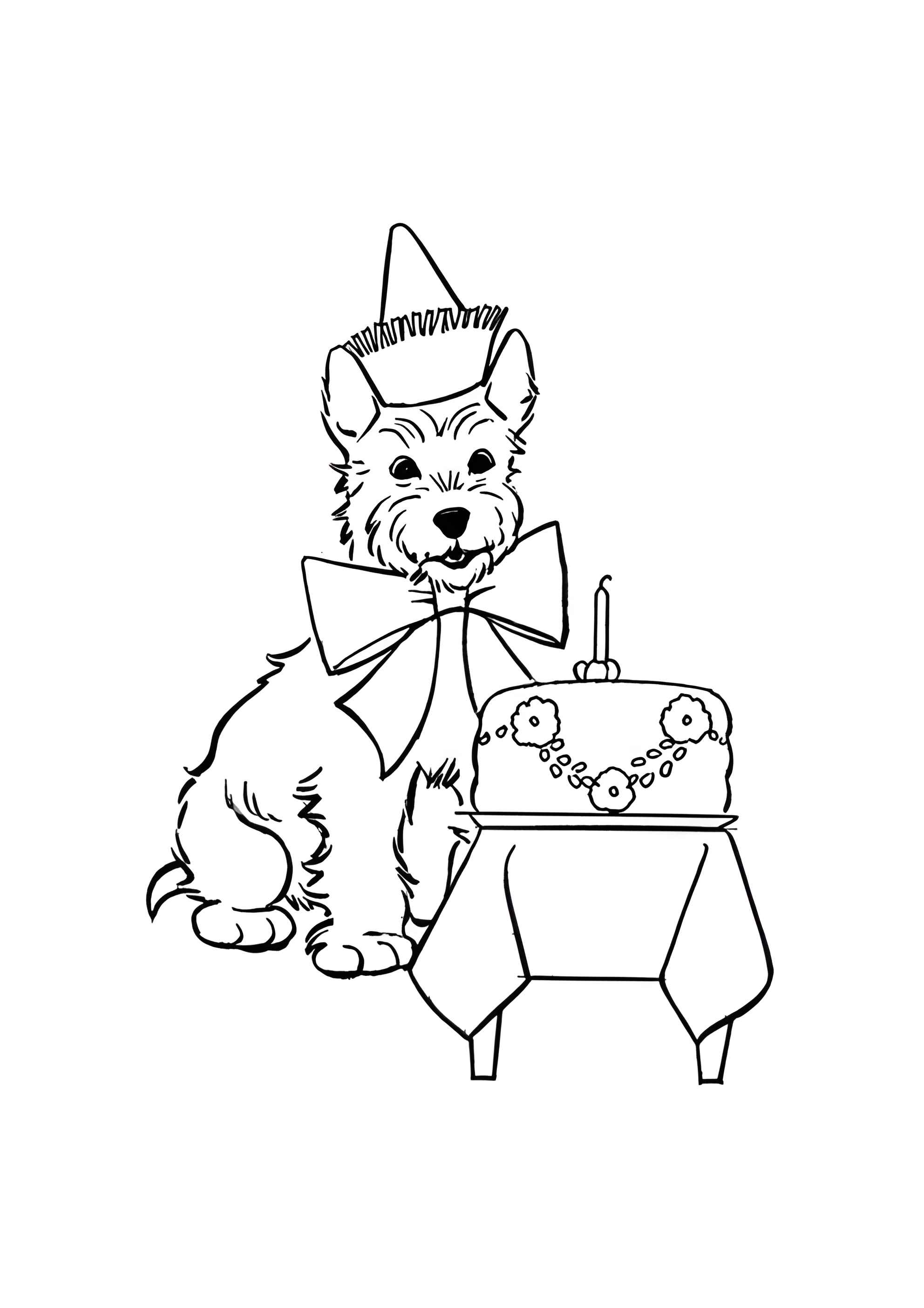 Раскраска У собаки День Рождения