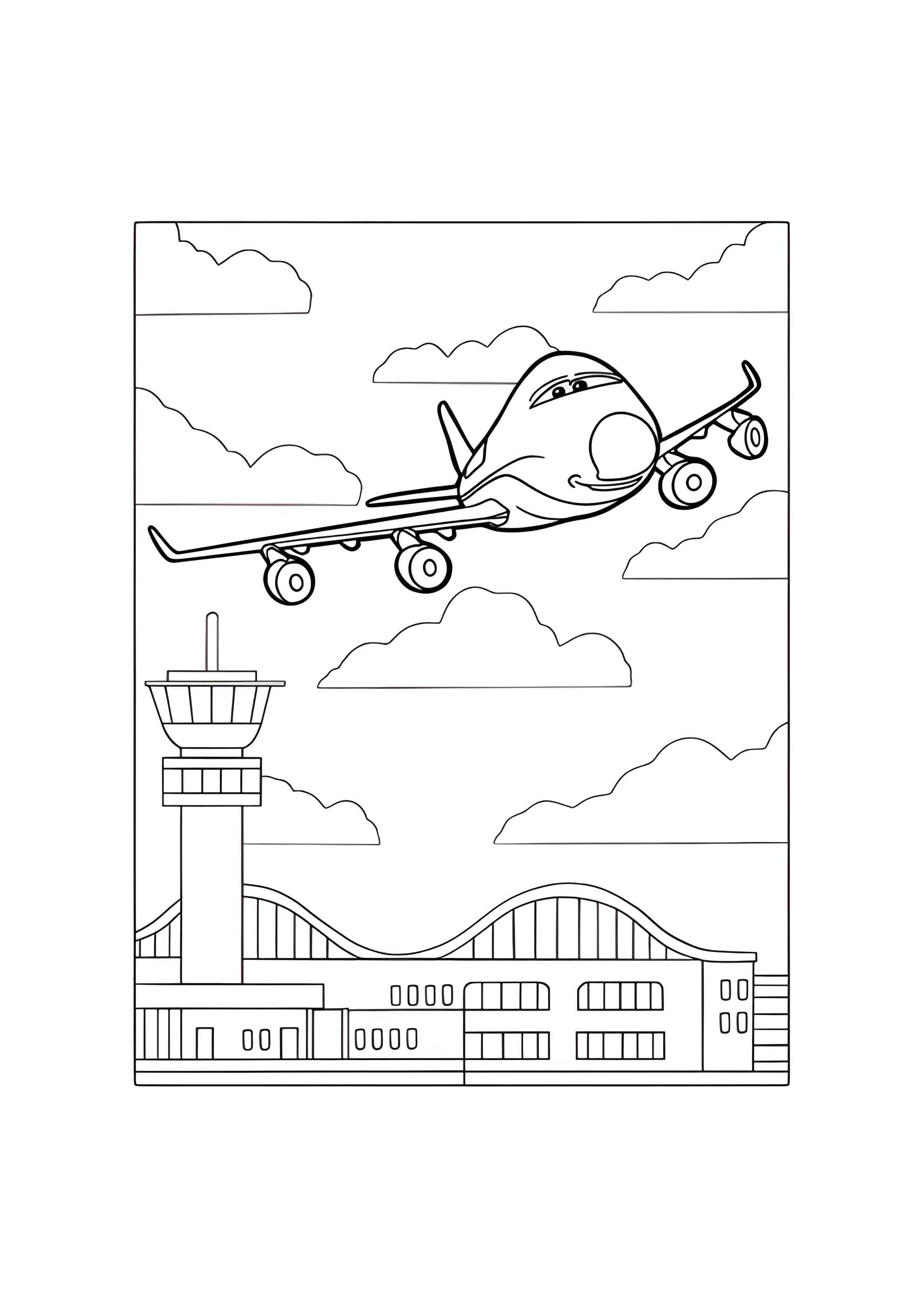 Раскраска Улыбчивый пассажирский самолёт