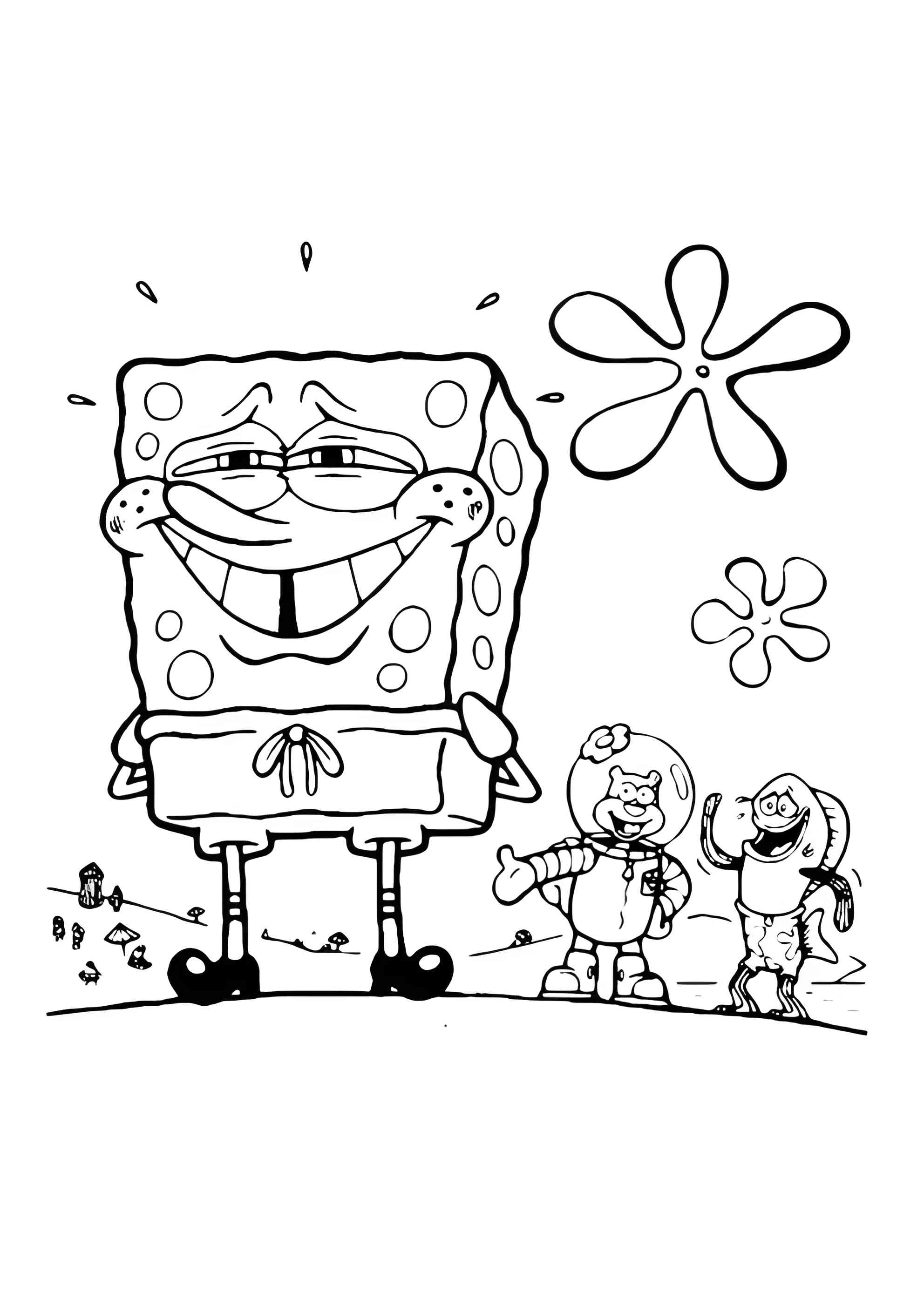 Раскраска Усмешка Губки Боба