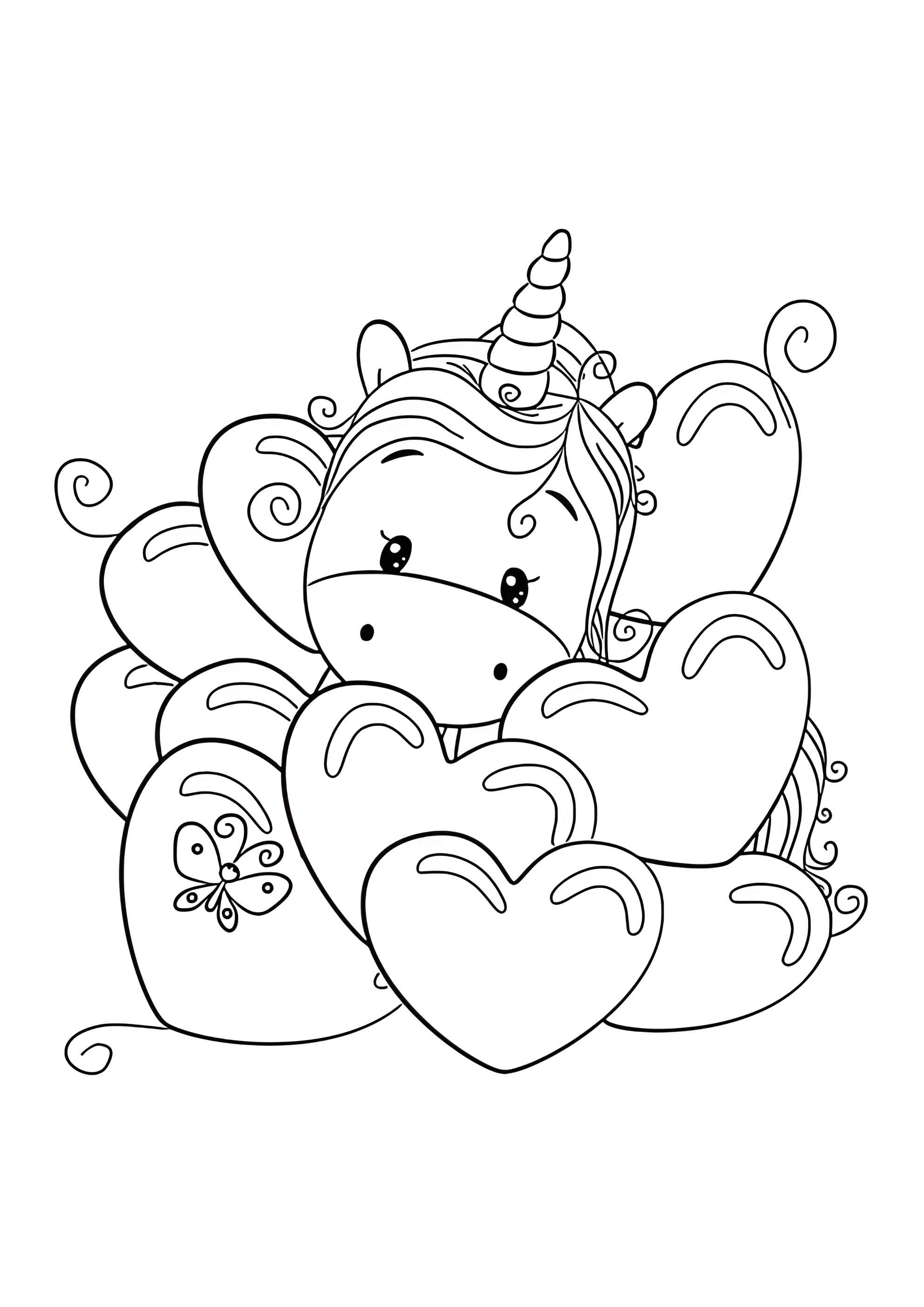 Раскраска Валентинка с единорогом