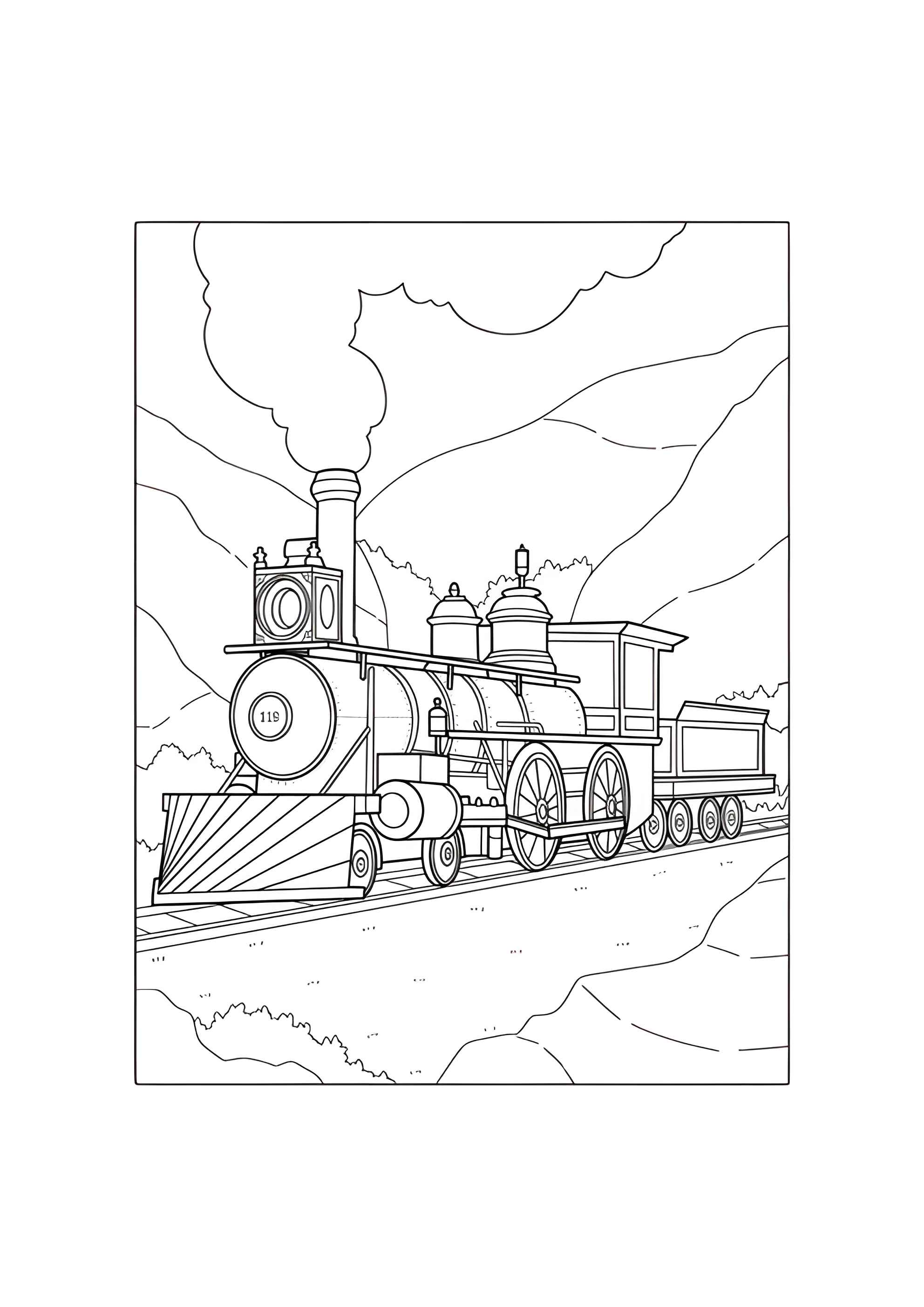 Раскраска Винтажный локомотив