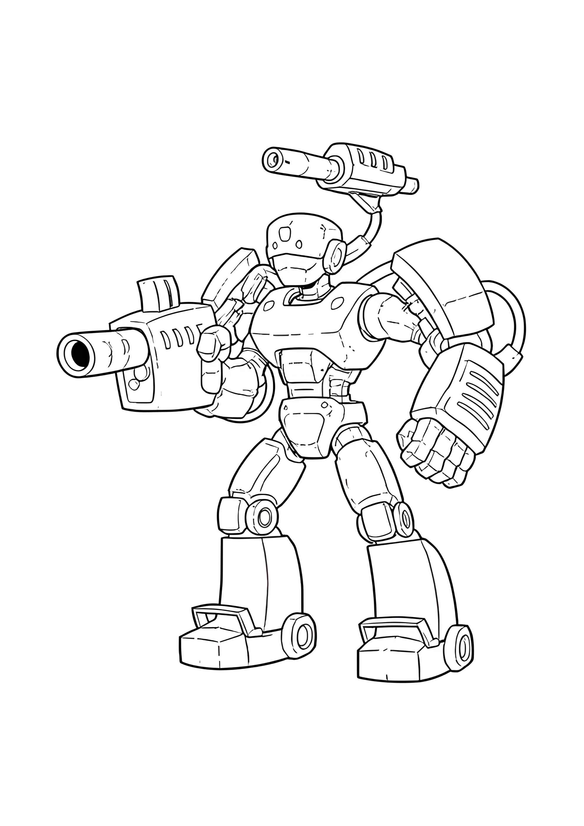 Раскраска Военный робот с пушкой