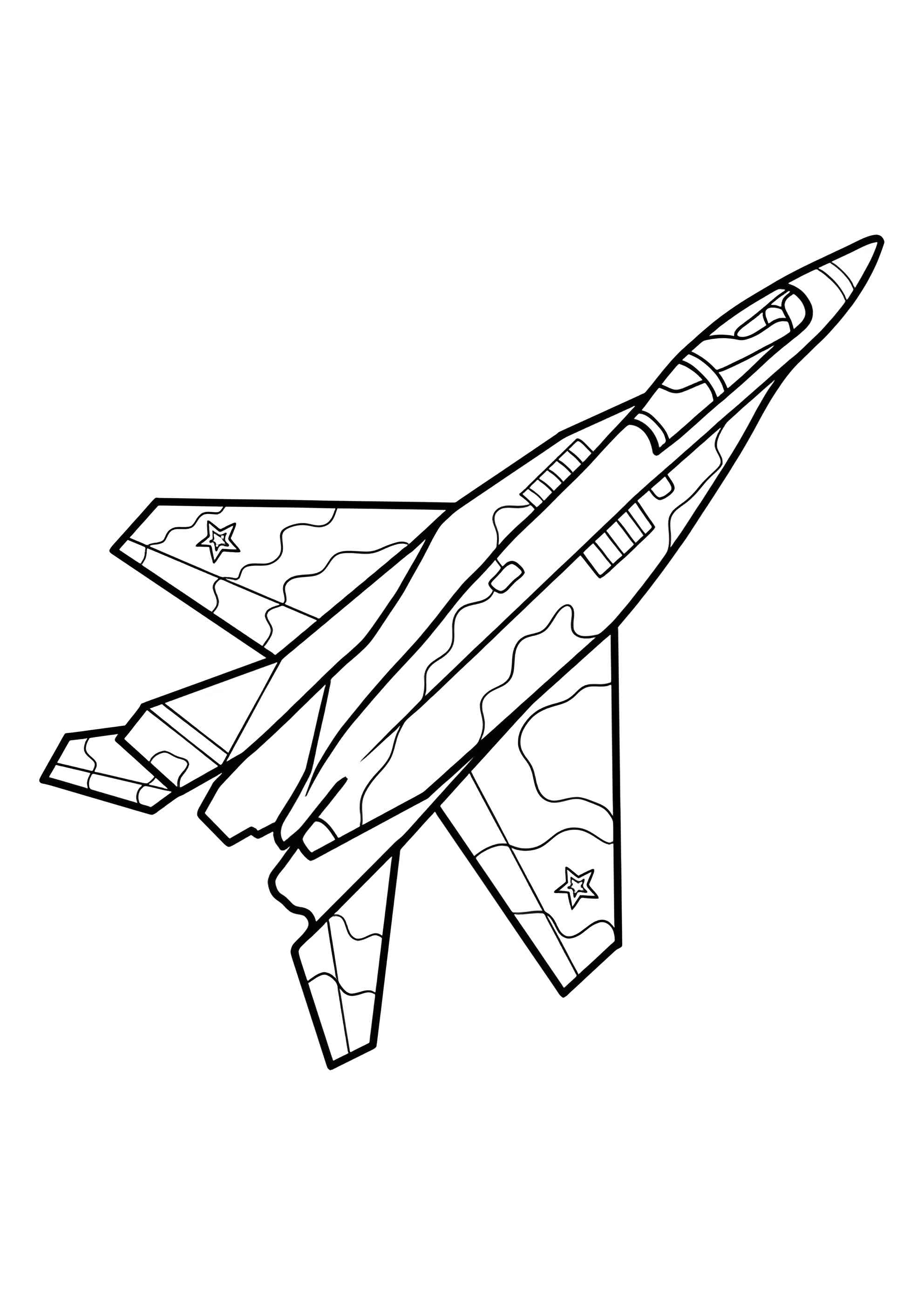 Раскраска Военный самолёт МиГ-29