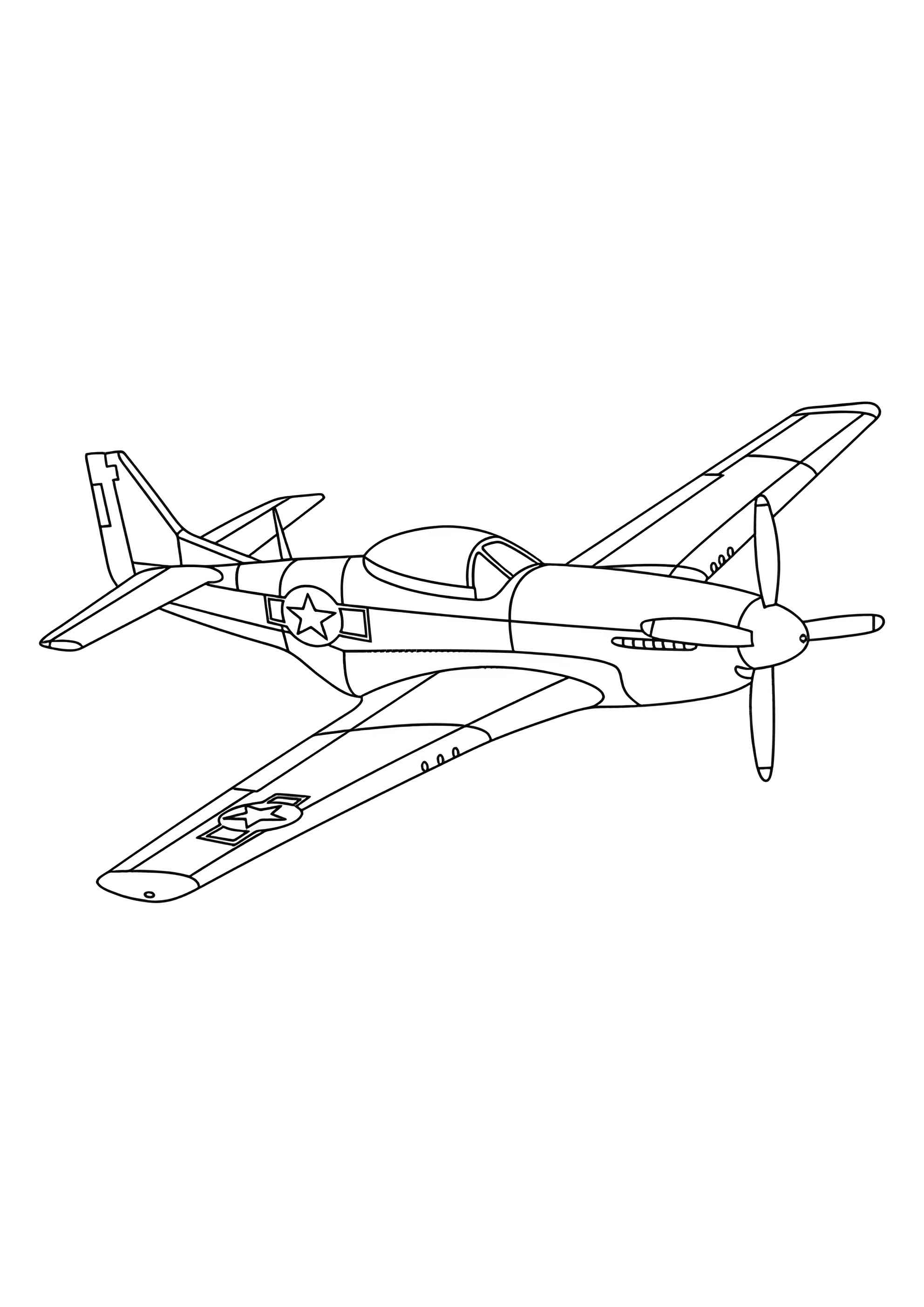 Раскраска Военный самолёт P51