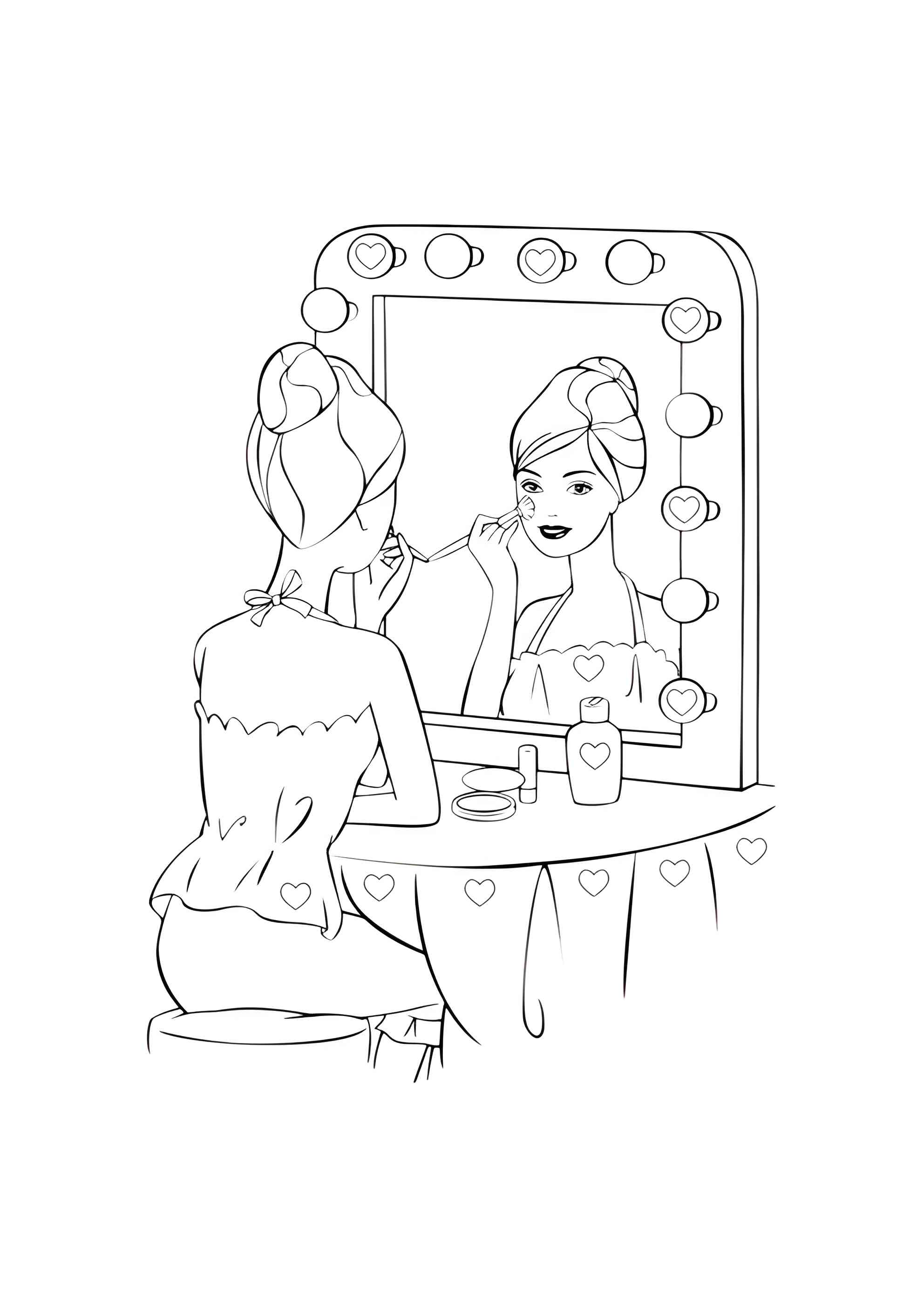 Раскраска Волшебный столик Барби