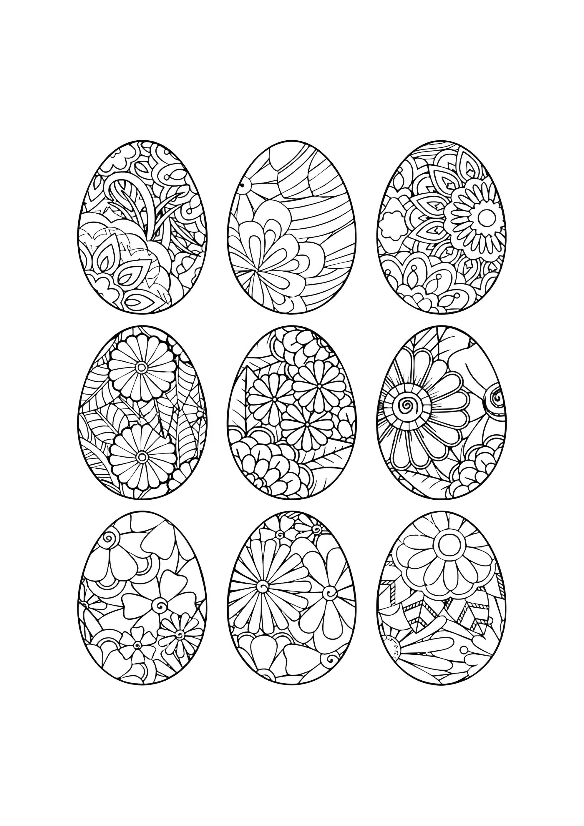 Раскраска Яйца со сложными узорами