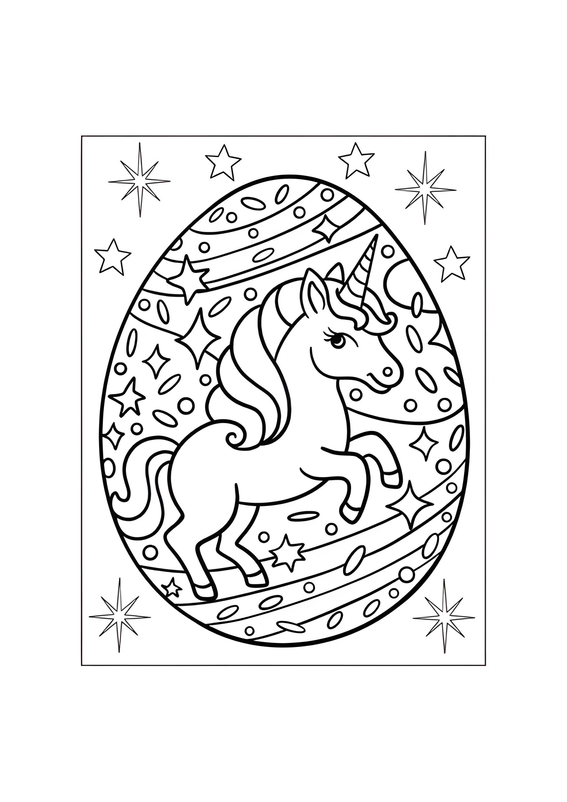 Раскраска Яйцо с узором единорогом
