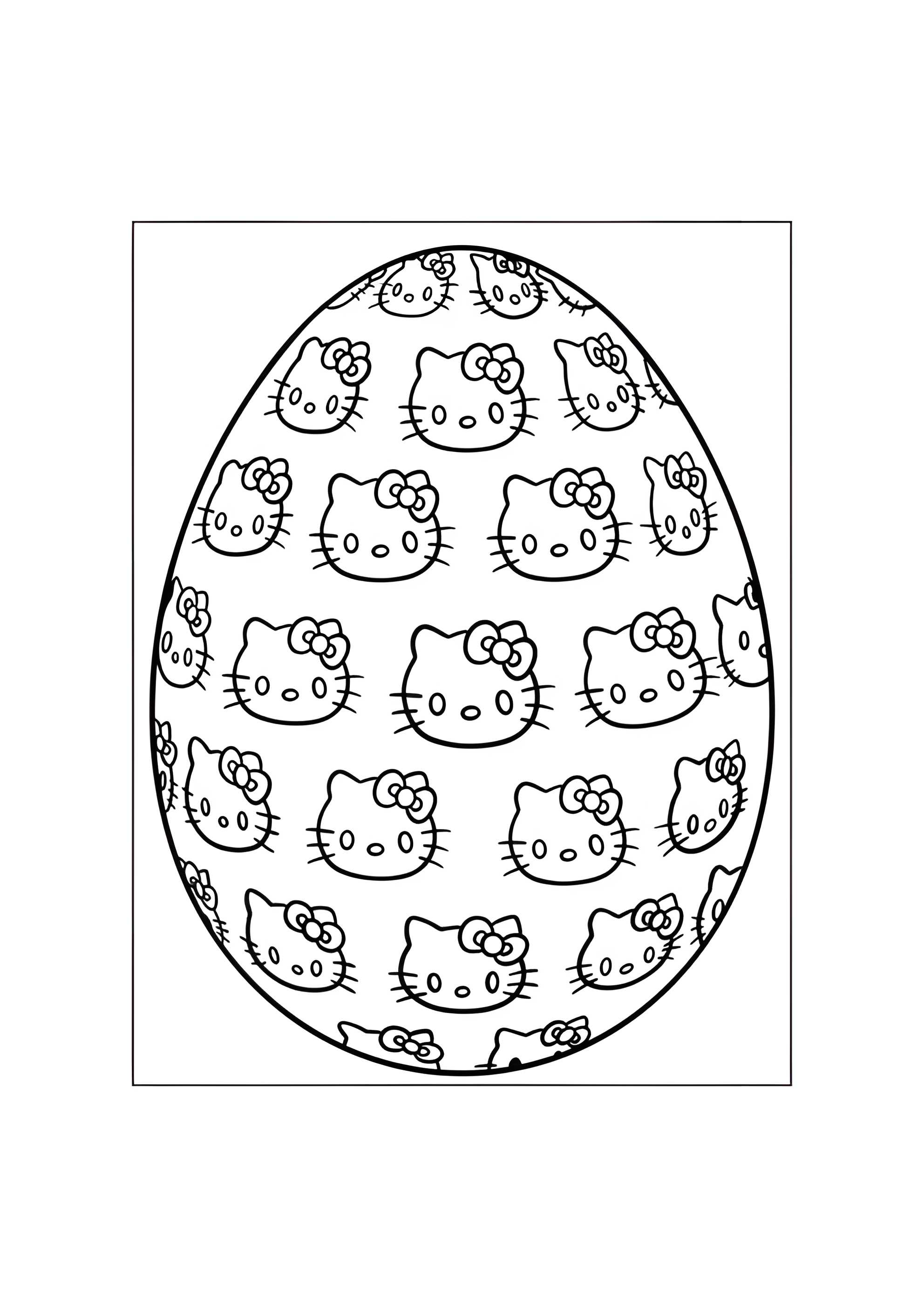 Раскраска Яйцо с узором Хеллоу Китти