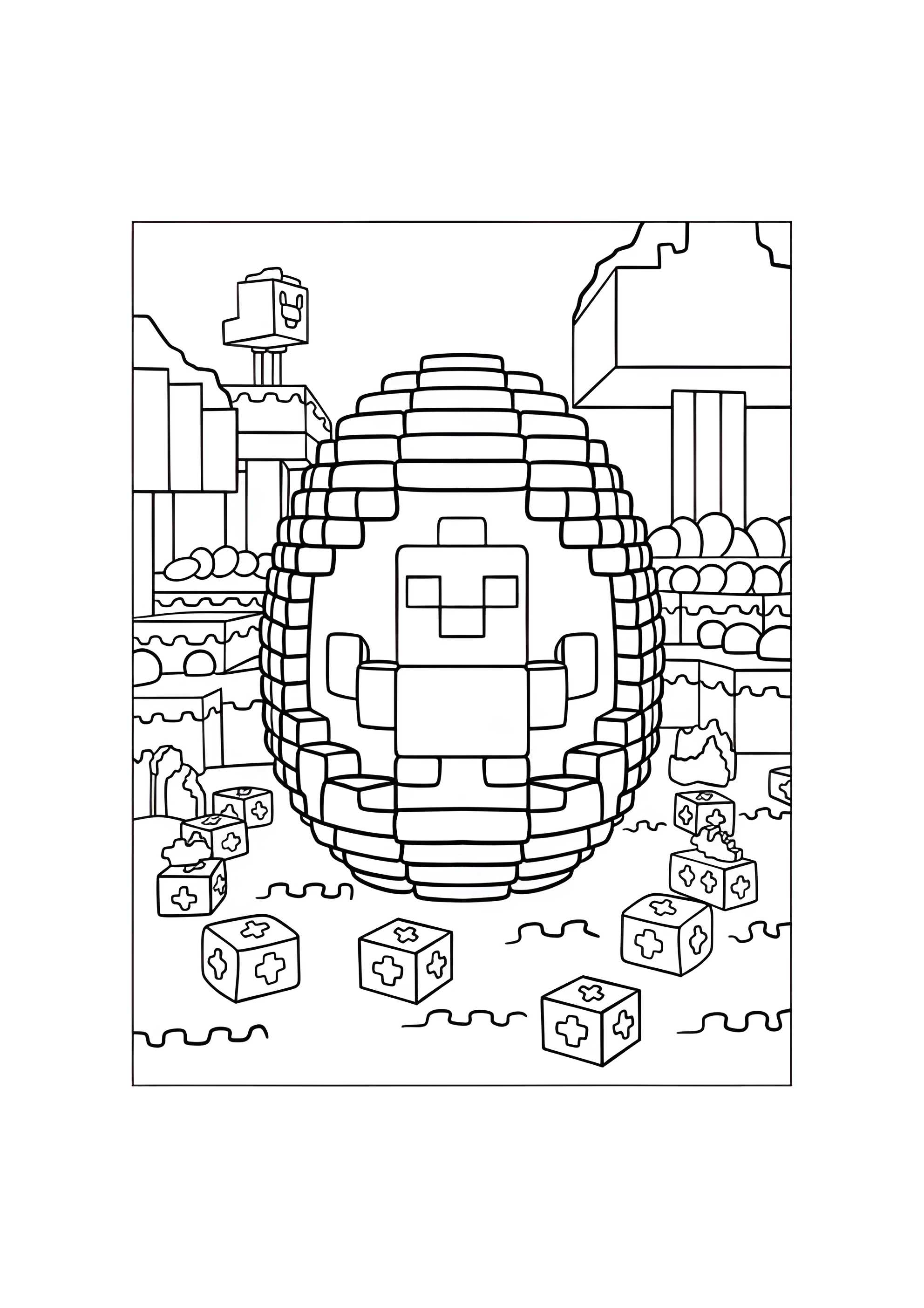 Раскраска Яйцо в стиле Майнкрафт