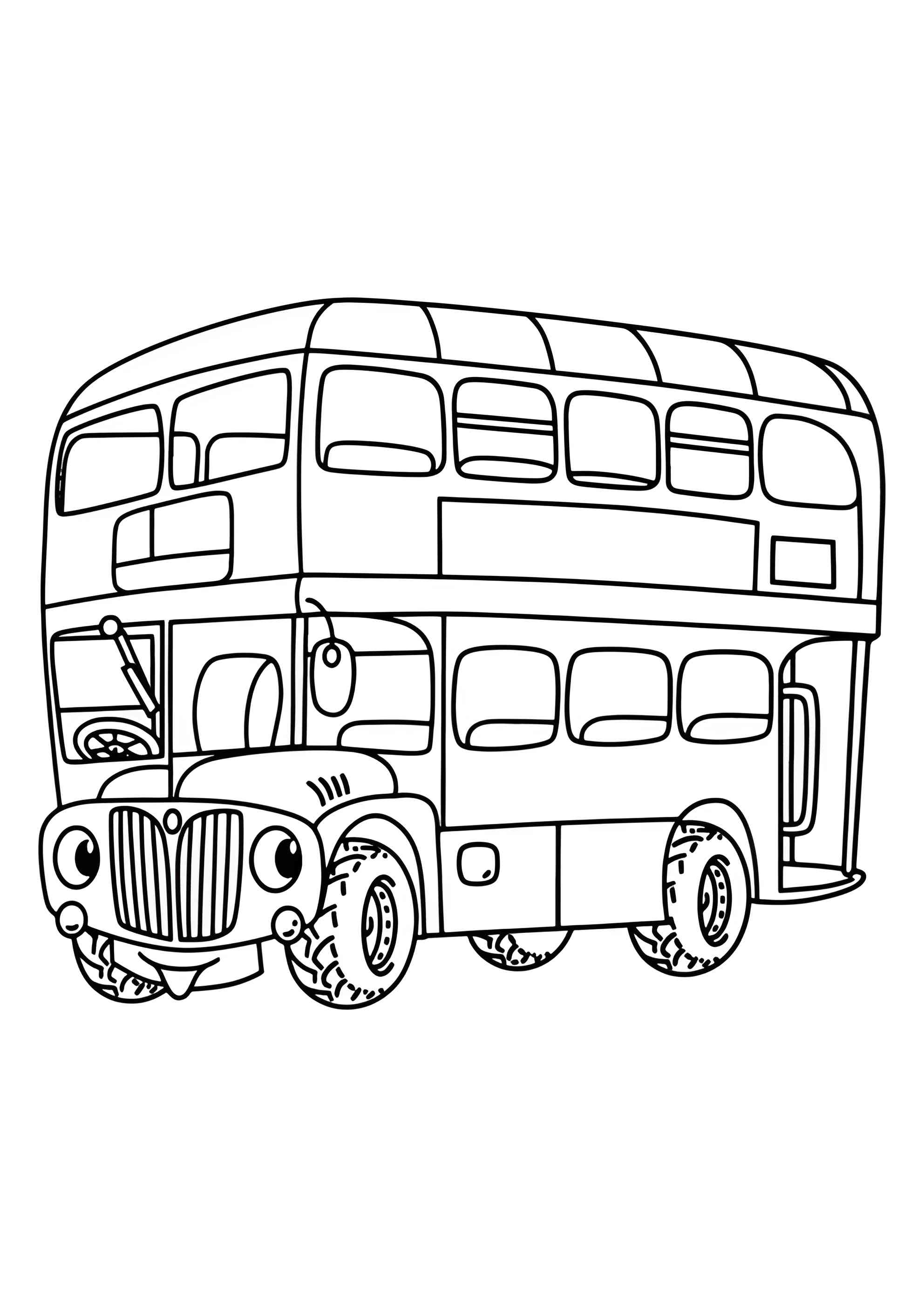 Раскраска Забавный двухэтажный автобус