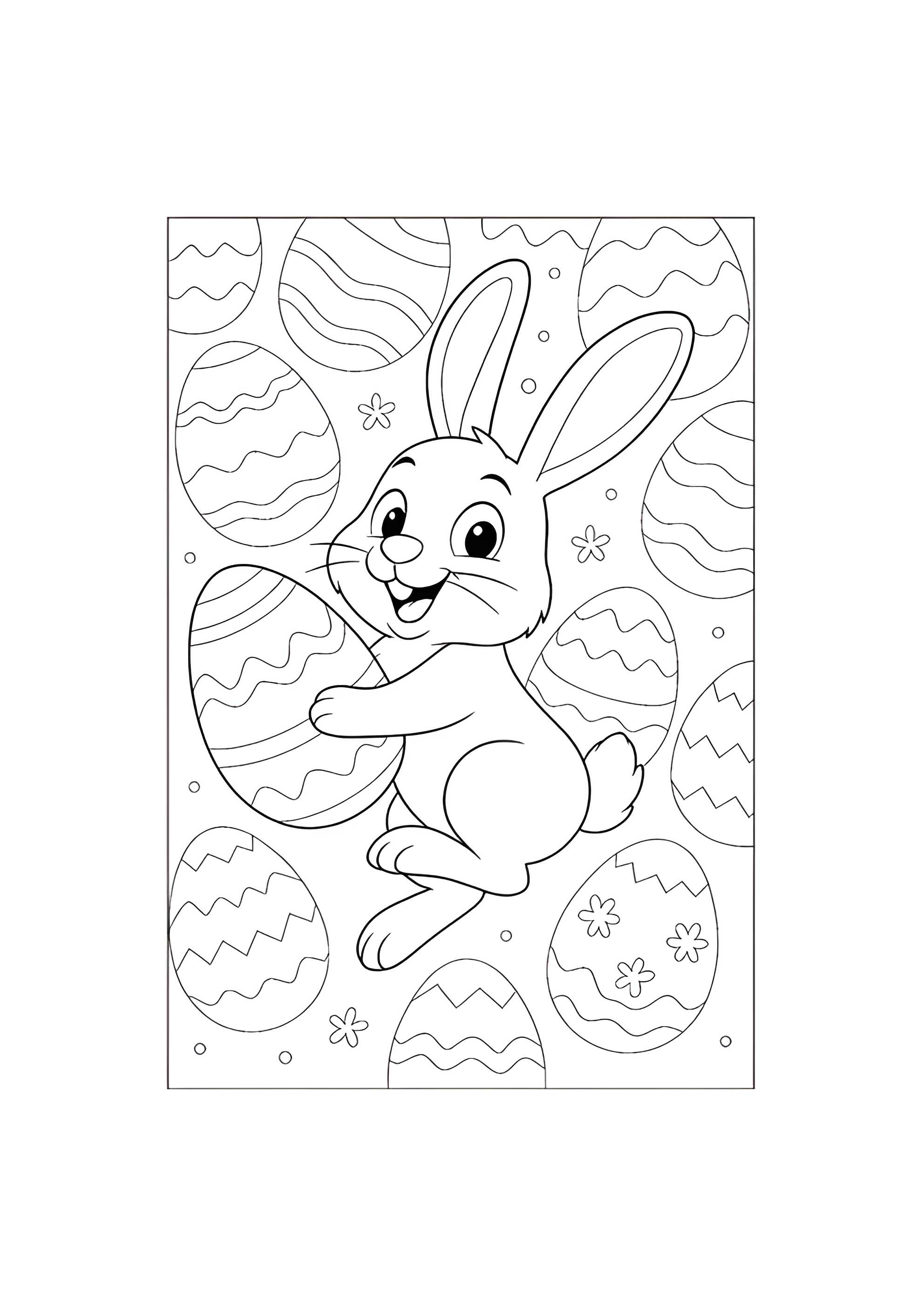 Раскраска Зайка держит в лапках пасхальное яйцо
