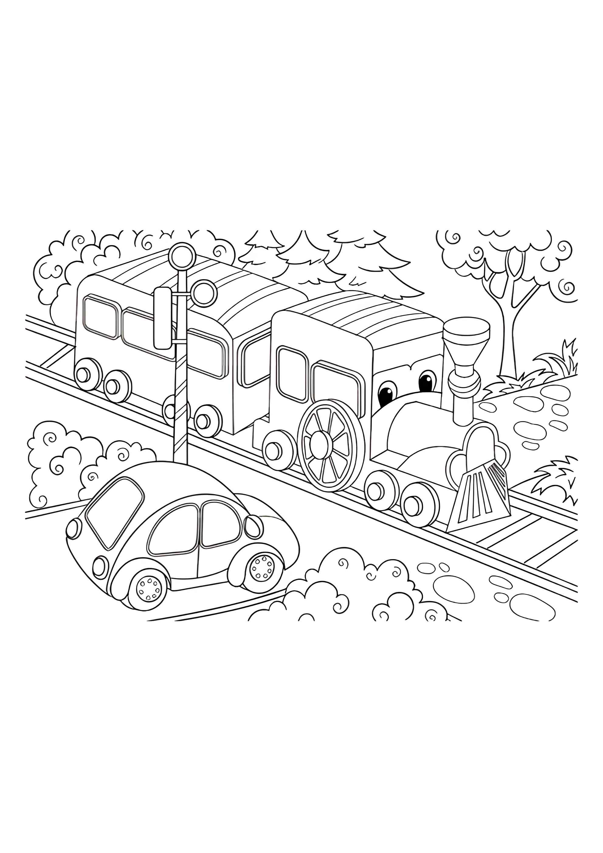 Раскраска Железнодорожный переезд