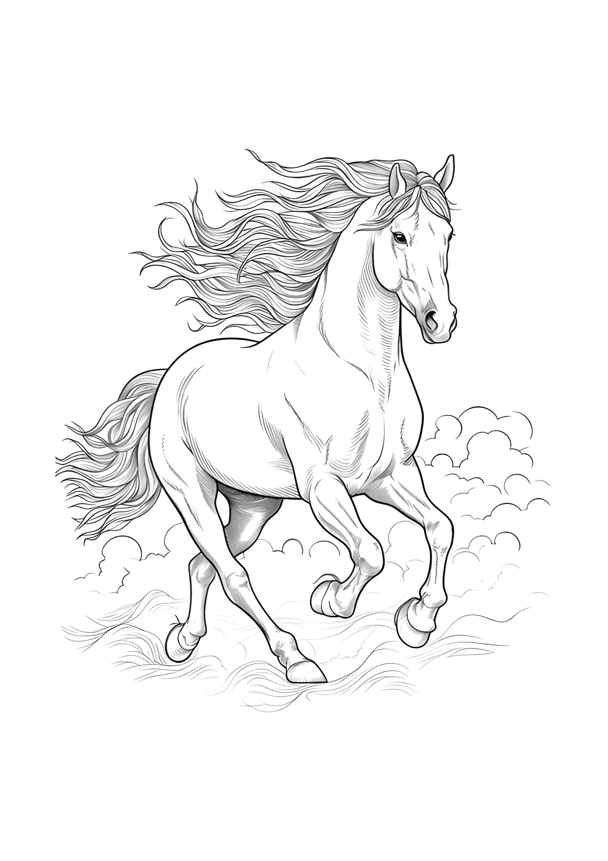 Раскраска Жеребец с красивой гривой